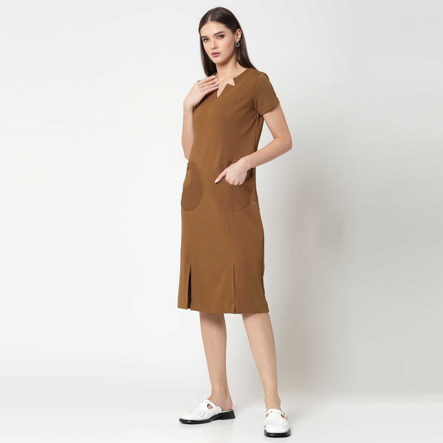 Buy Mustard Lycra Dresses for Women-2