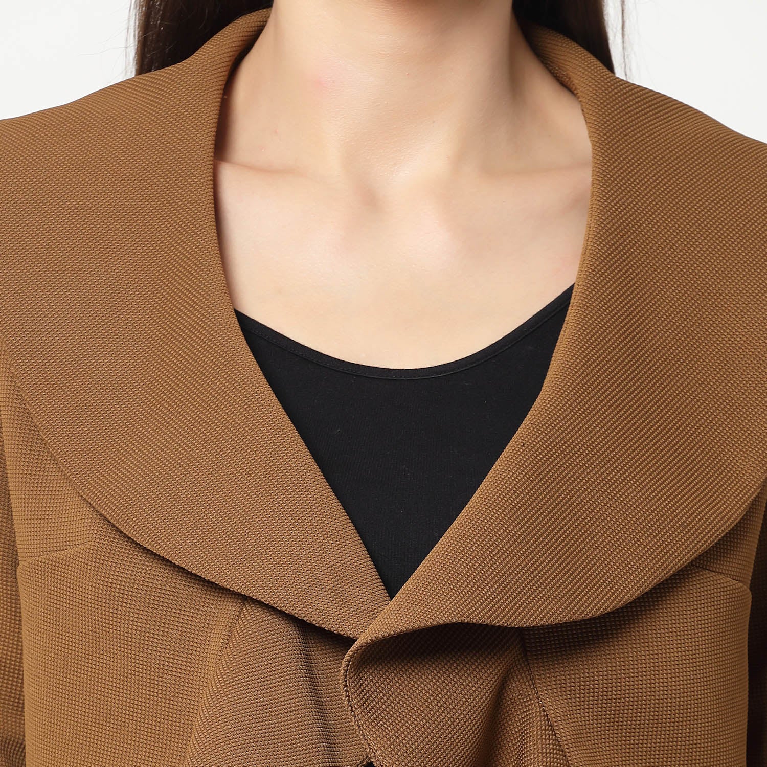 Mustard Lycra Short Jacket with Frill for Women-6