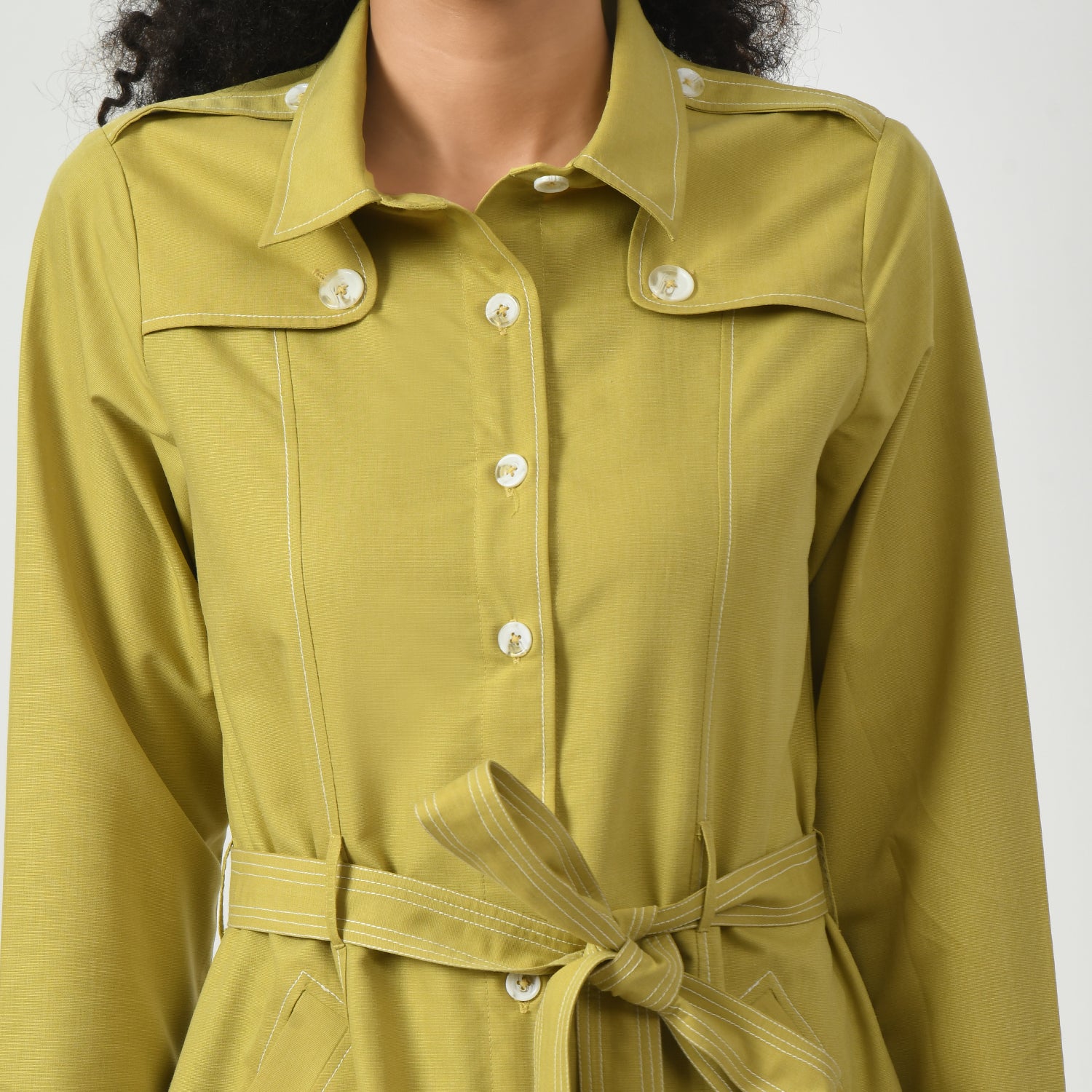 Mustard Trench Coat for Women-3