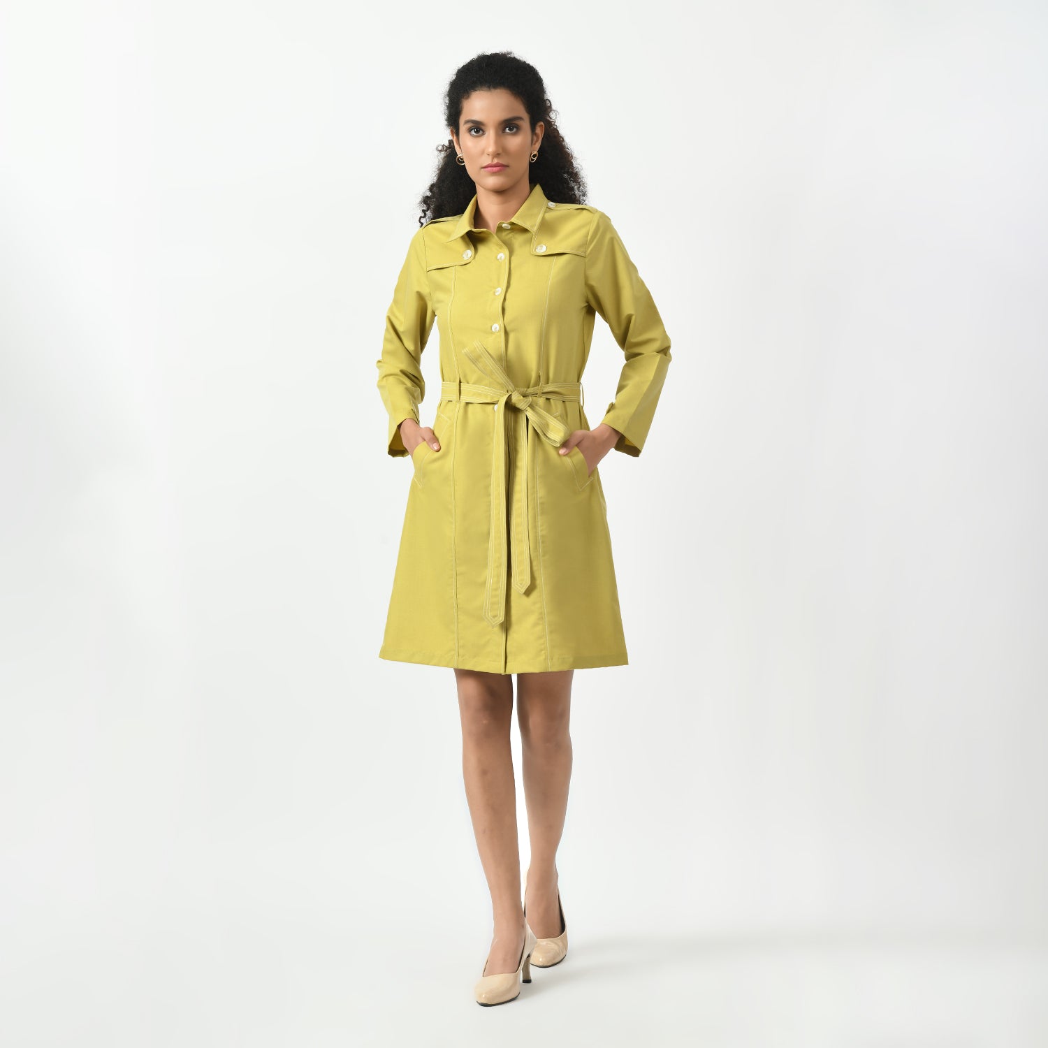 Mustard Trench Coat for Women-5