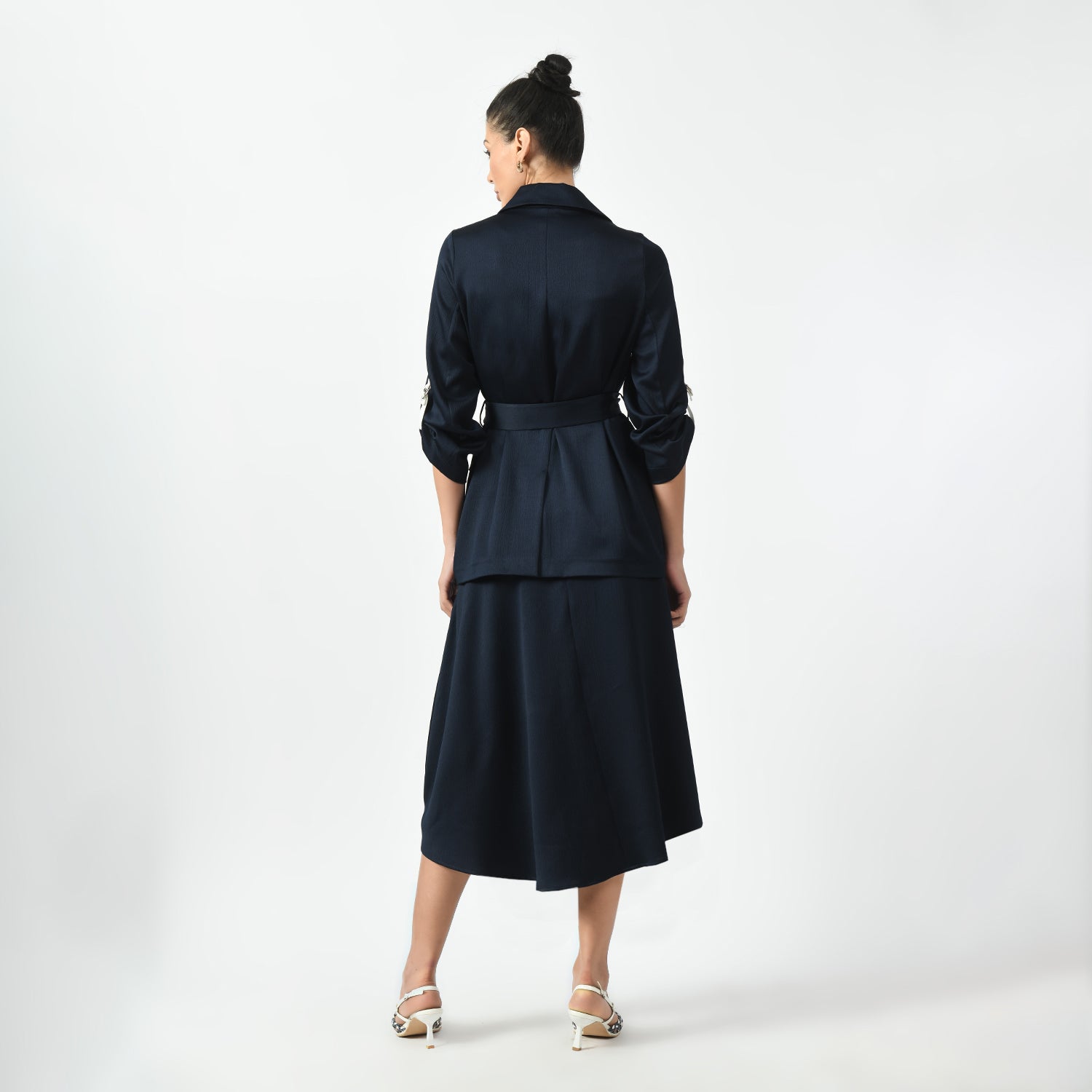 Navy Blue Jacket with Pocket for Women-5