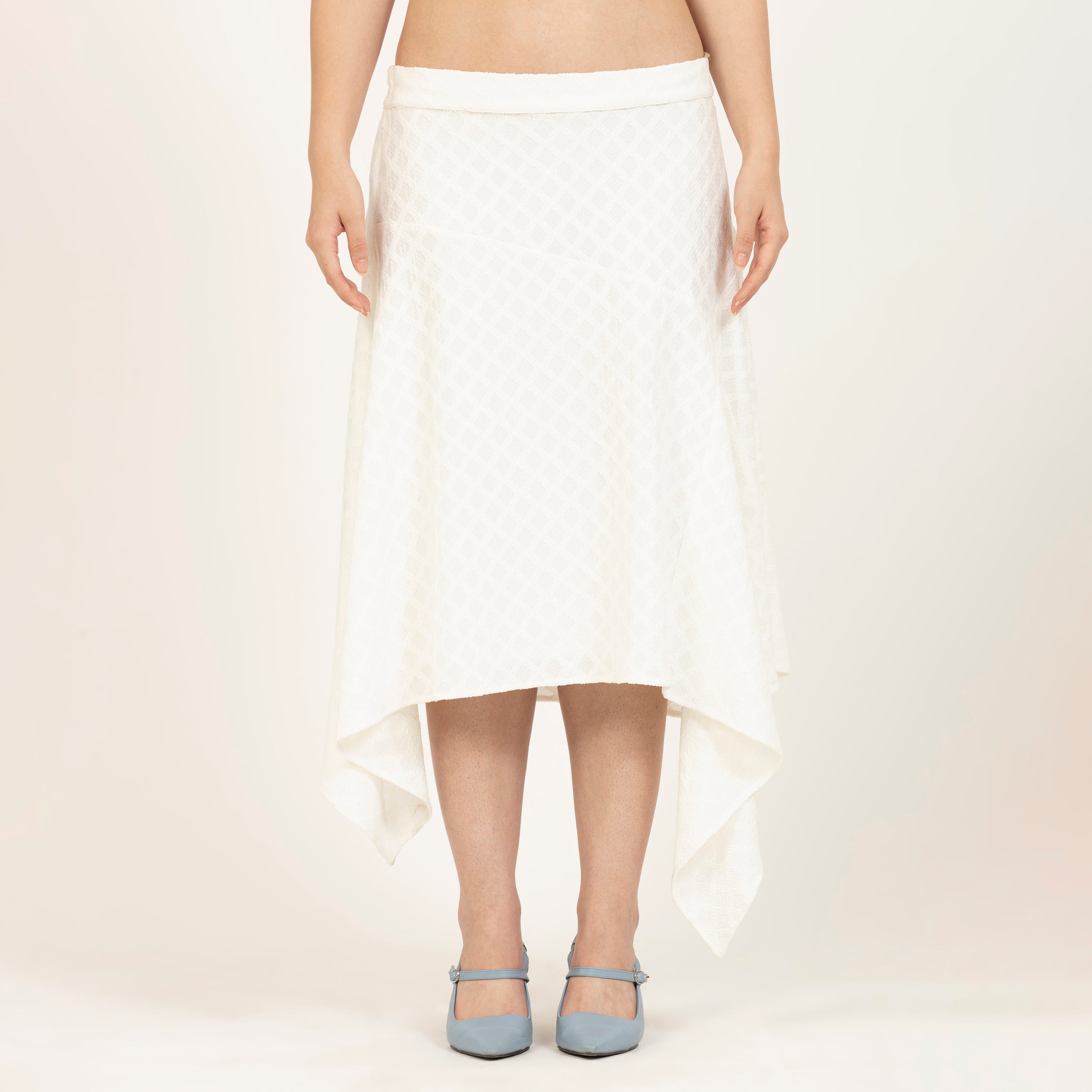 Off-White Diamond Textured Skirt, formal skirts, fashion skirts, textured skirts, Classic Skirt Styles for the Office, Comfort and Style in Every Stitch, The Perfect Workwear Skirt Collection