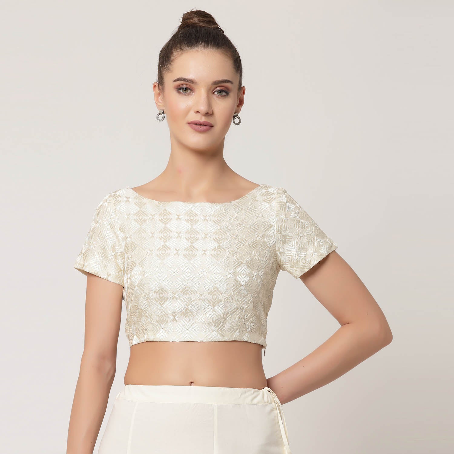 Off-White Embroidered Blouse, Stylish Blouses for Sarees—Perfect for Office Wear