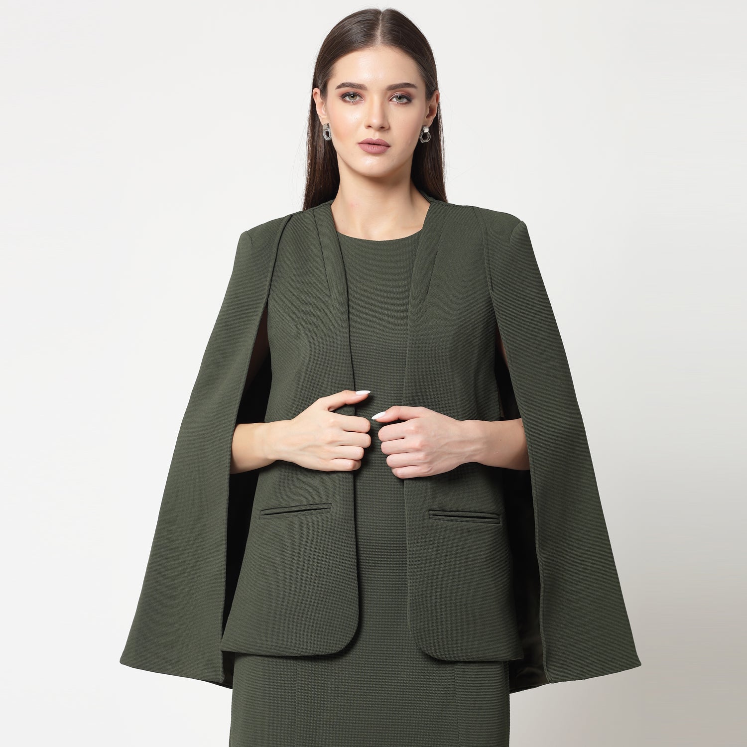 Olive Cape Jacket for Women