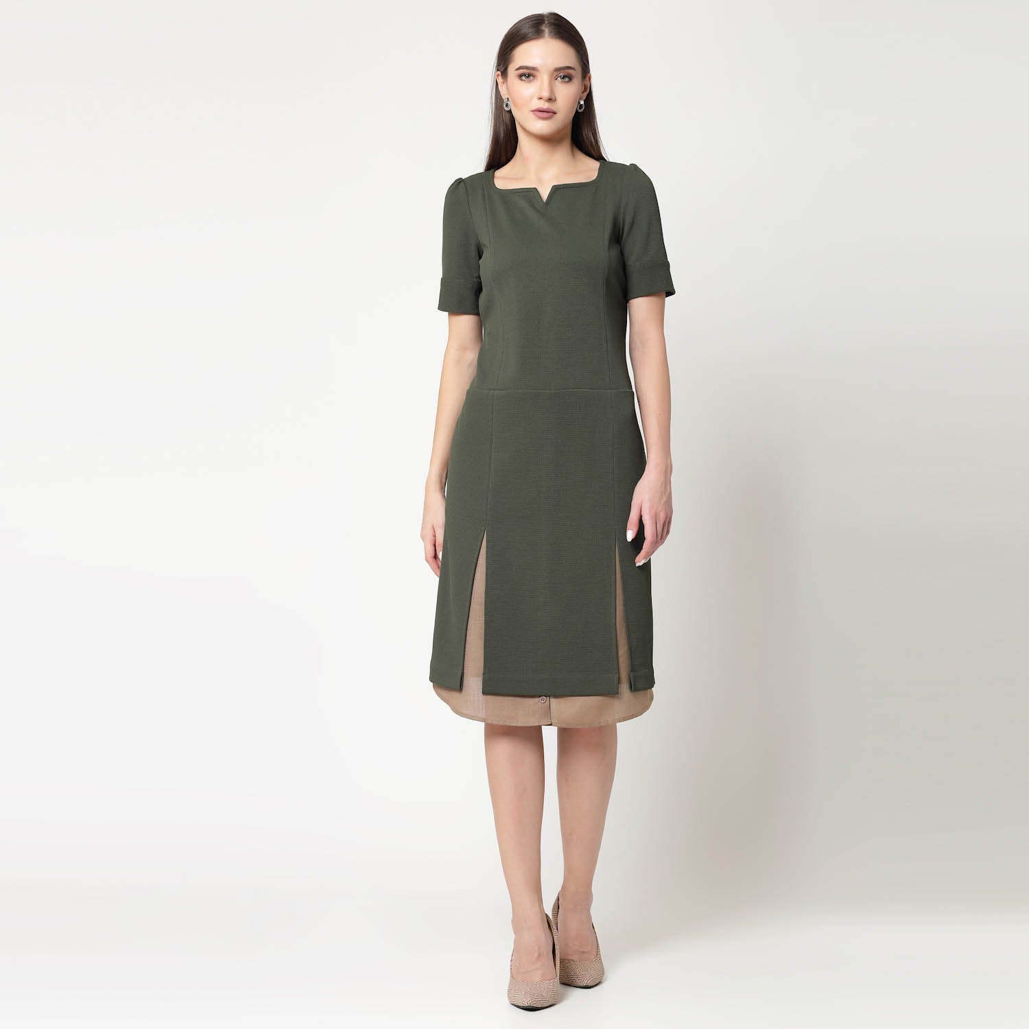 Buy Olive Dresses for Women Work Wear-4