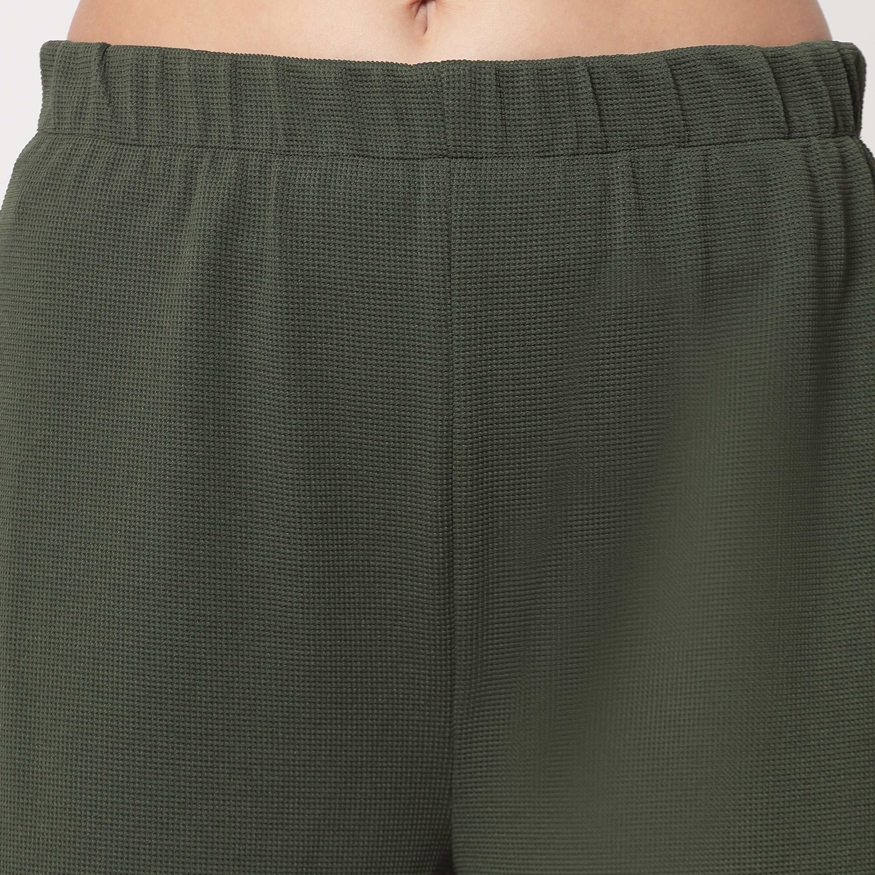 Olive Lycra Bell Bottom Pant for Women-5