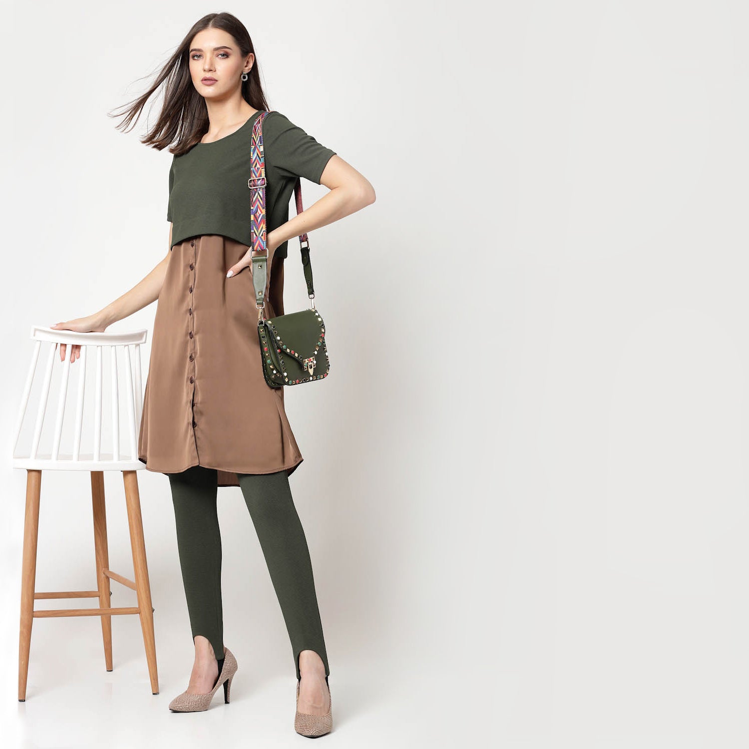 Olive Lycra Pant for Women-1