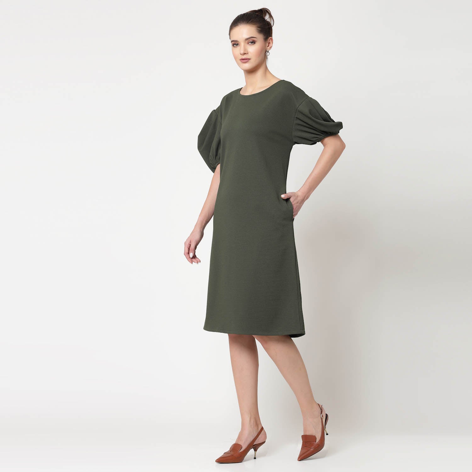 Buy Olive Lycra Dresses for Women-2