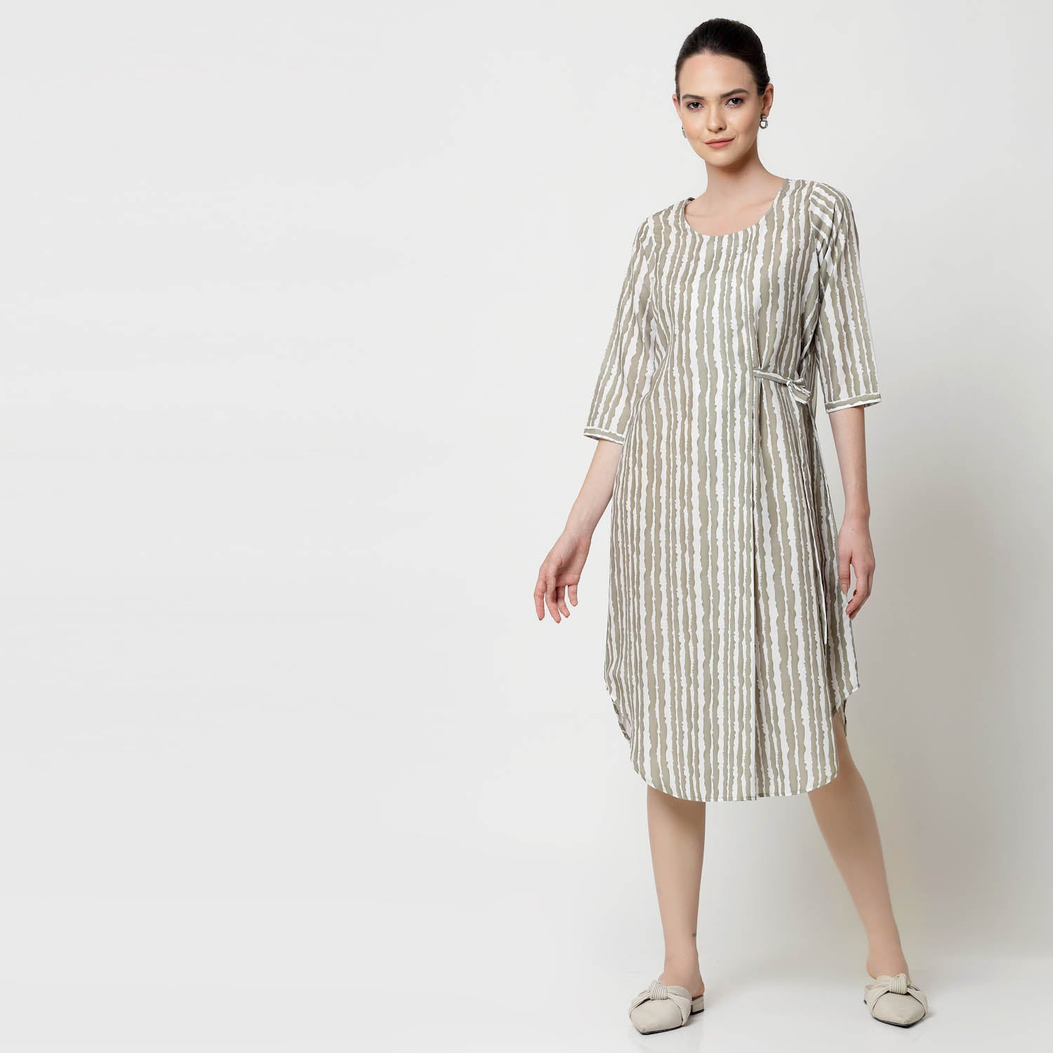 Buy Olive Stripe Tunic for Ladies-4
