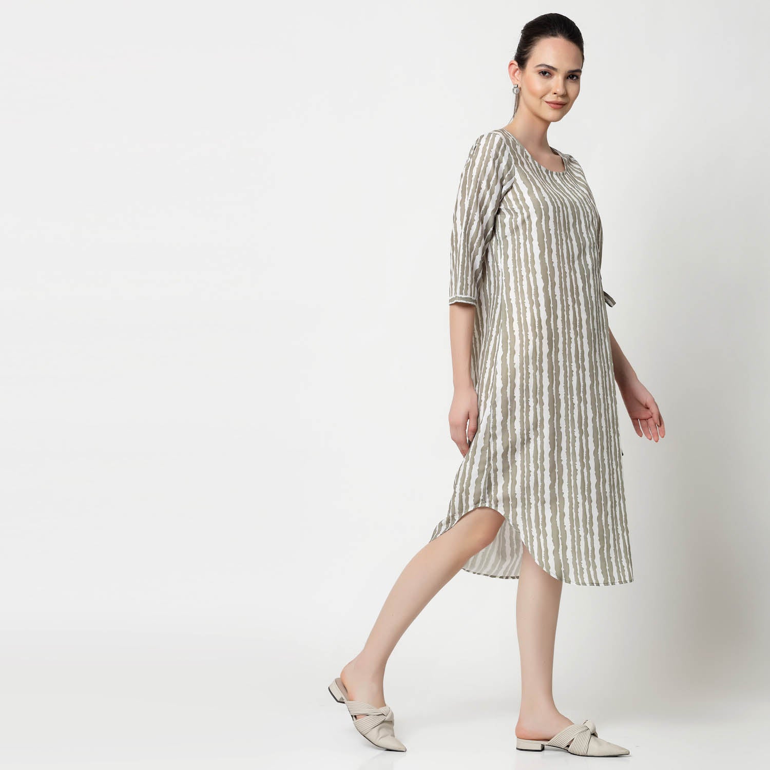 Buy Olive Stripe Tunic for Ladies-2