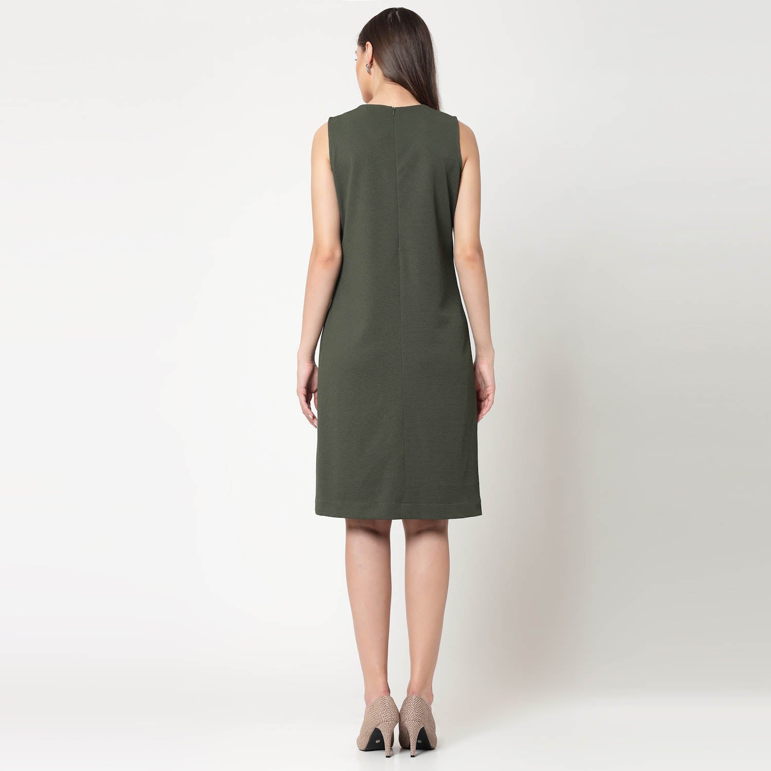 Buy Olive Dresses for Women without Sleeves-4