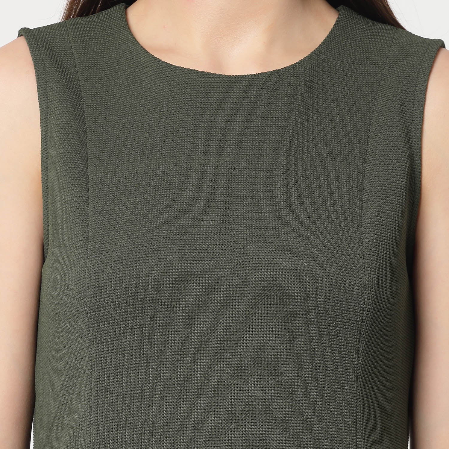 Buy Olive Dresses for Women without Sleeves-5