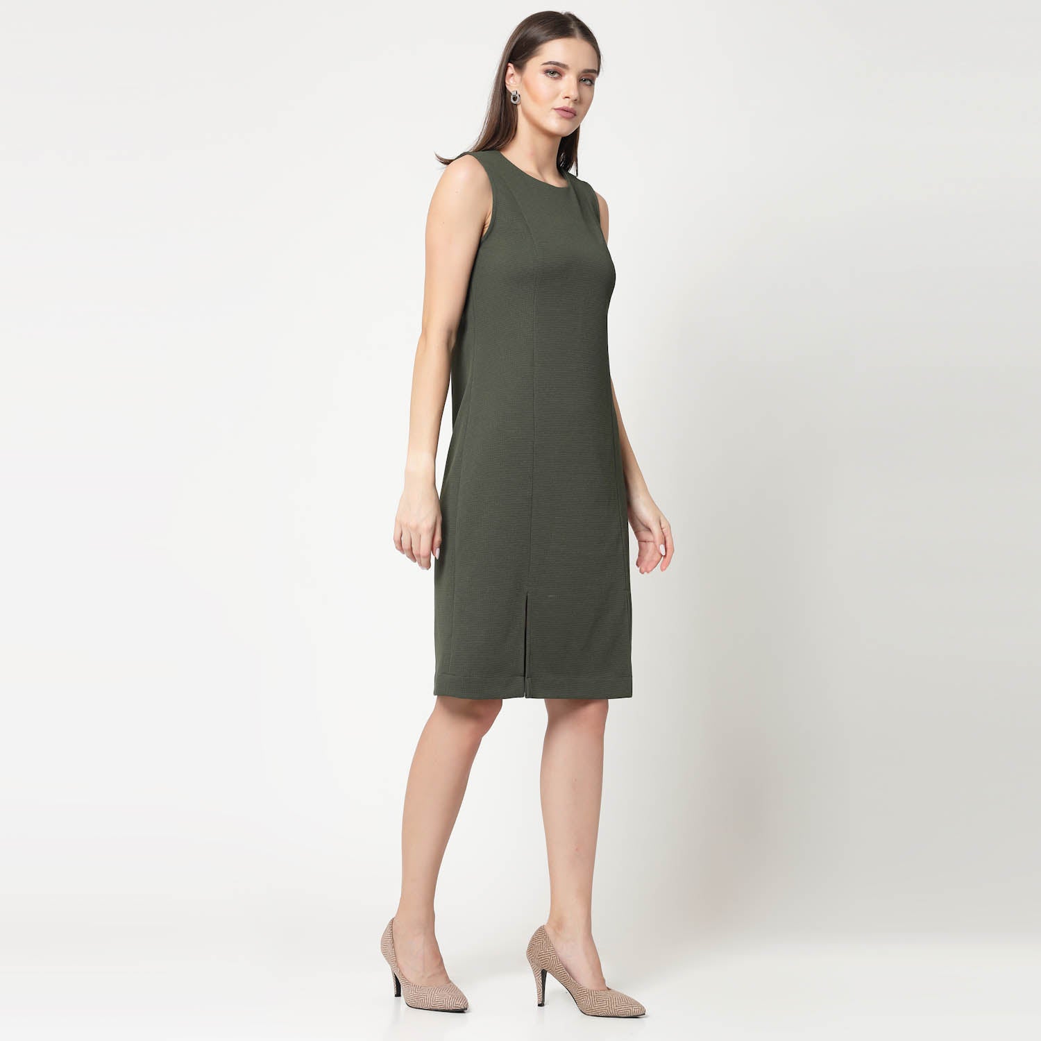 Buy Olive Dresses for Women without Sleeves-2