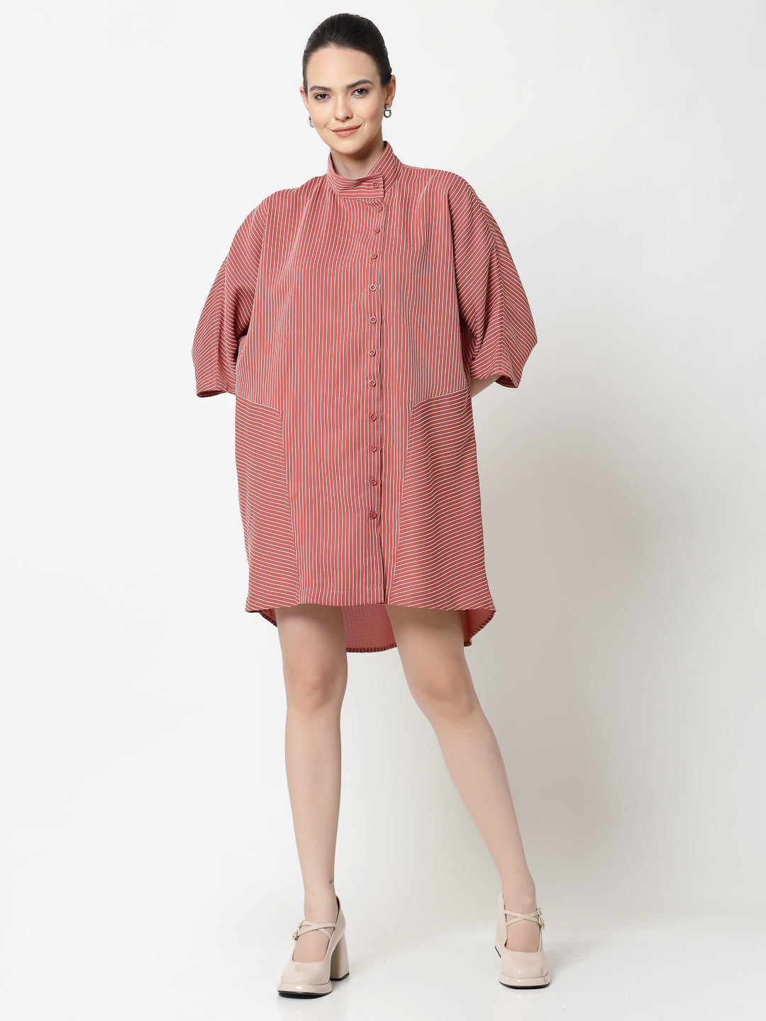 Buy Peach Oversize Shirt for Women-4