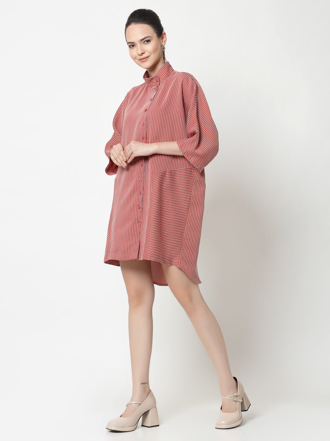 Buy Peach Oversize Shirt for Women -1