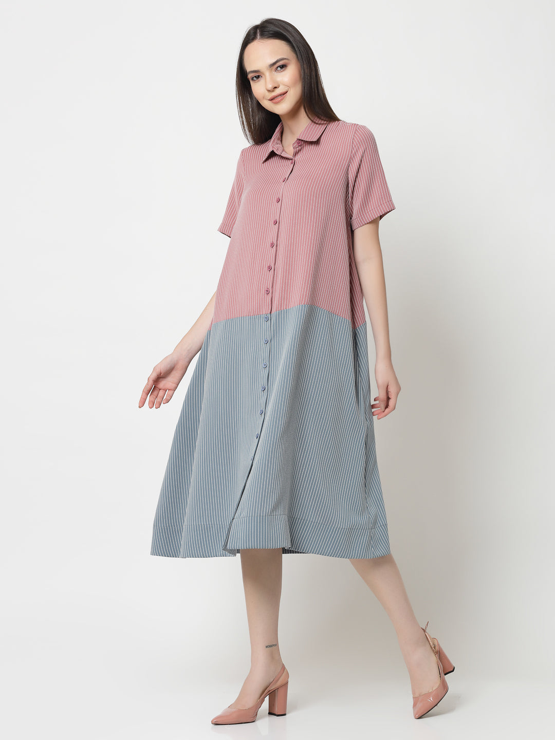 Buy Pink & Blue Dresses for Women-3