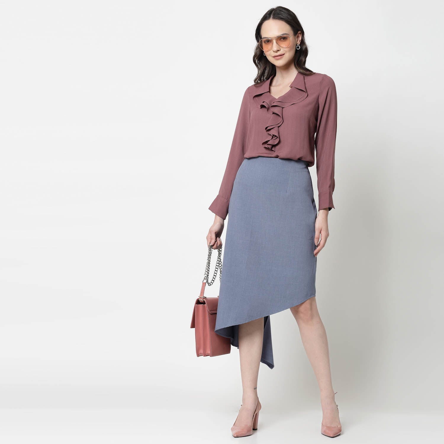 Pink Formal Top With Frill Collar, formal tops for women
tops for women stylish
office dress for women
stylish tops for women