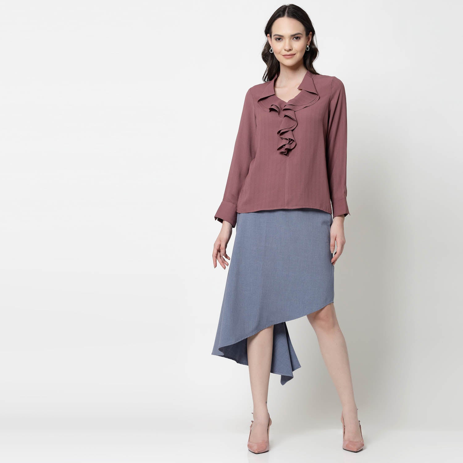 Pink Formal Top With Frill Collar, formal tops for women
tops for women stylish
office dress for women
stylish tops for women