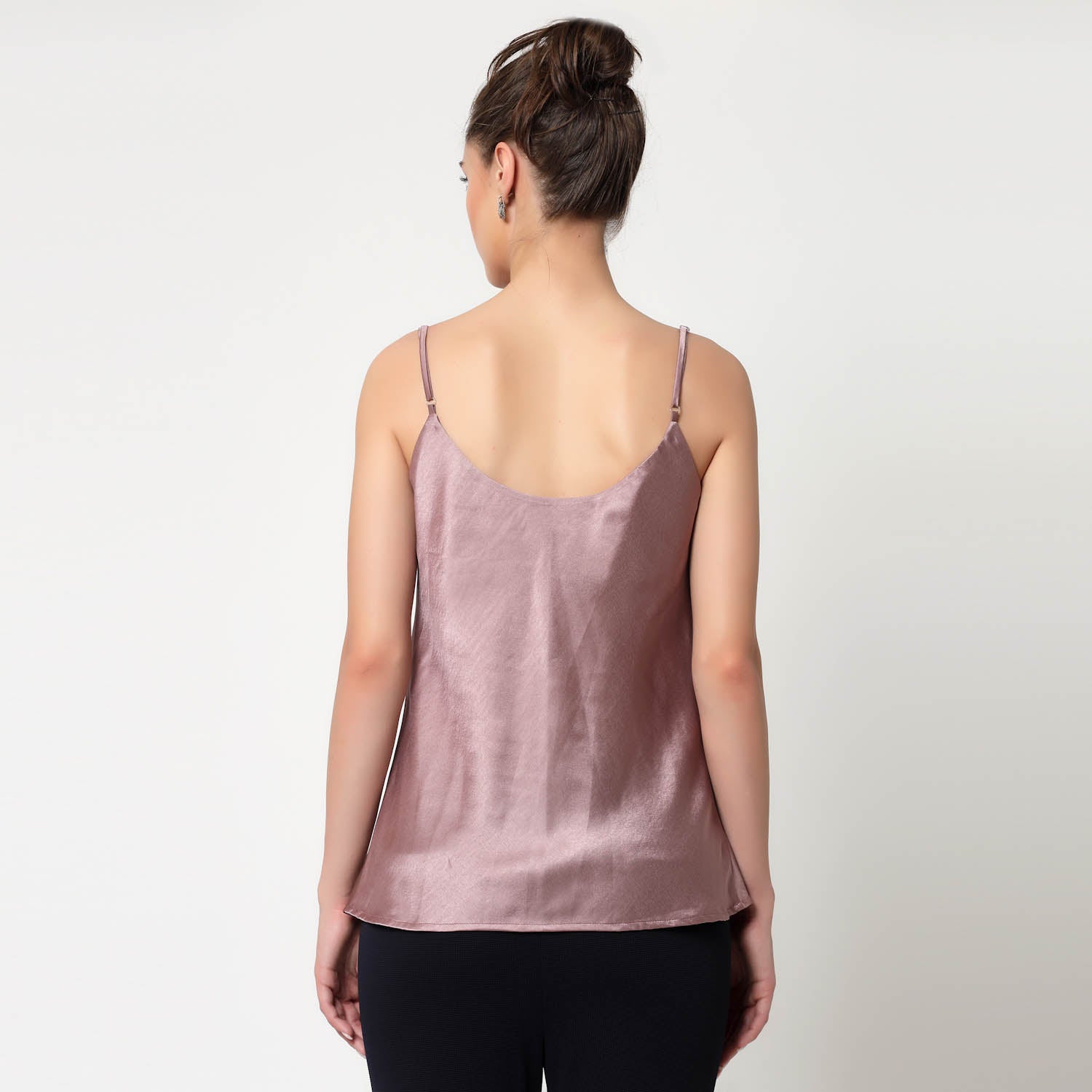 Pink Satin Cowl Neck Spaghetti, formal tops for women
tops for women stylish
office dress for women
stylish tops for women