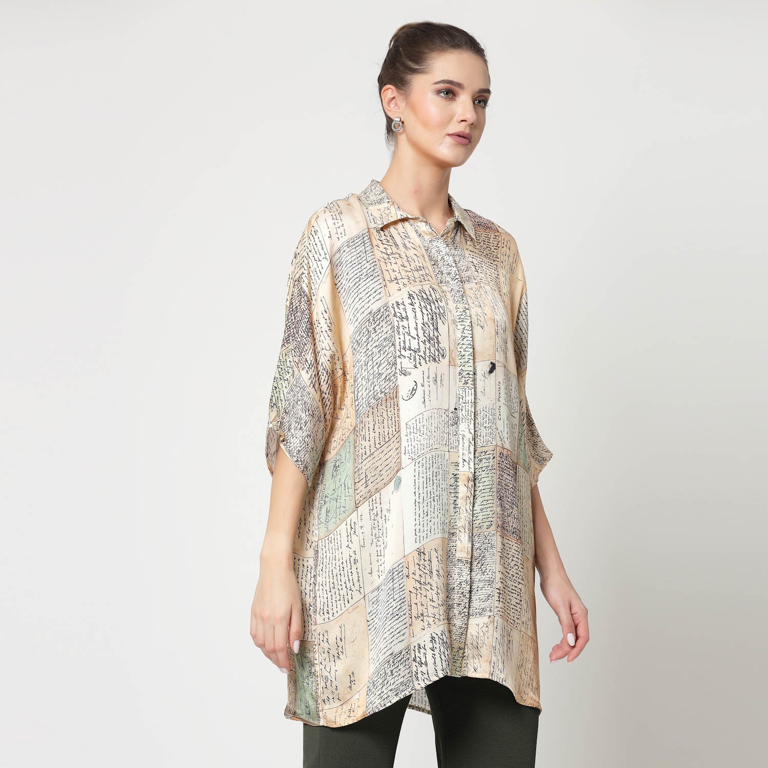 Post Card Print Long Shirt, womens formal shirts
cotton shirts for women
Ofiice shirts for women