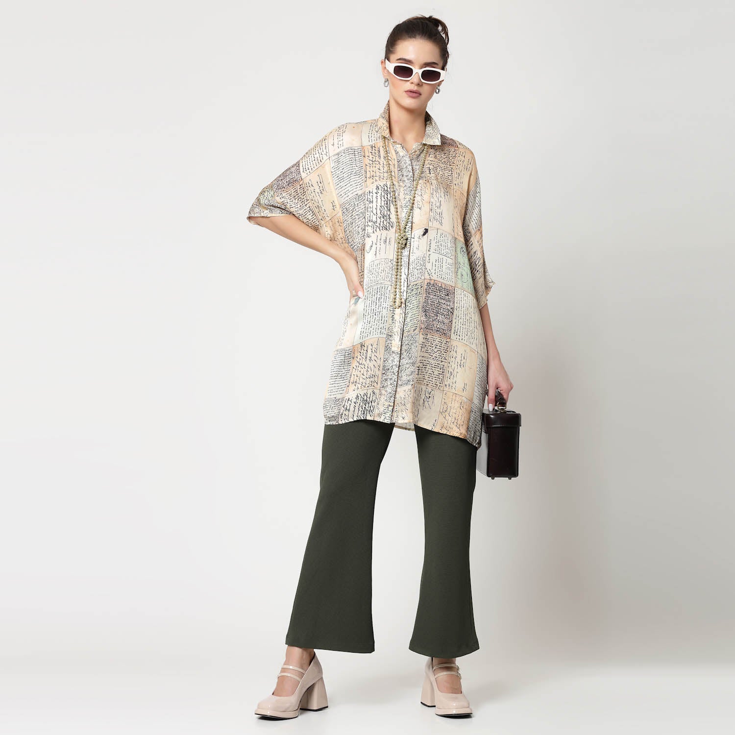 Post Card Print Long Shirt, womens formal shirts
cotton shirts for women
Ofiice shirts for women