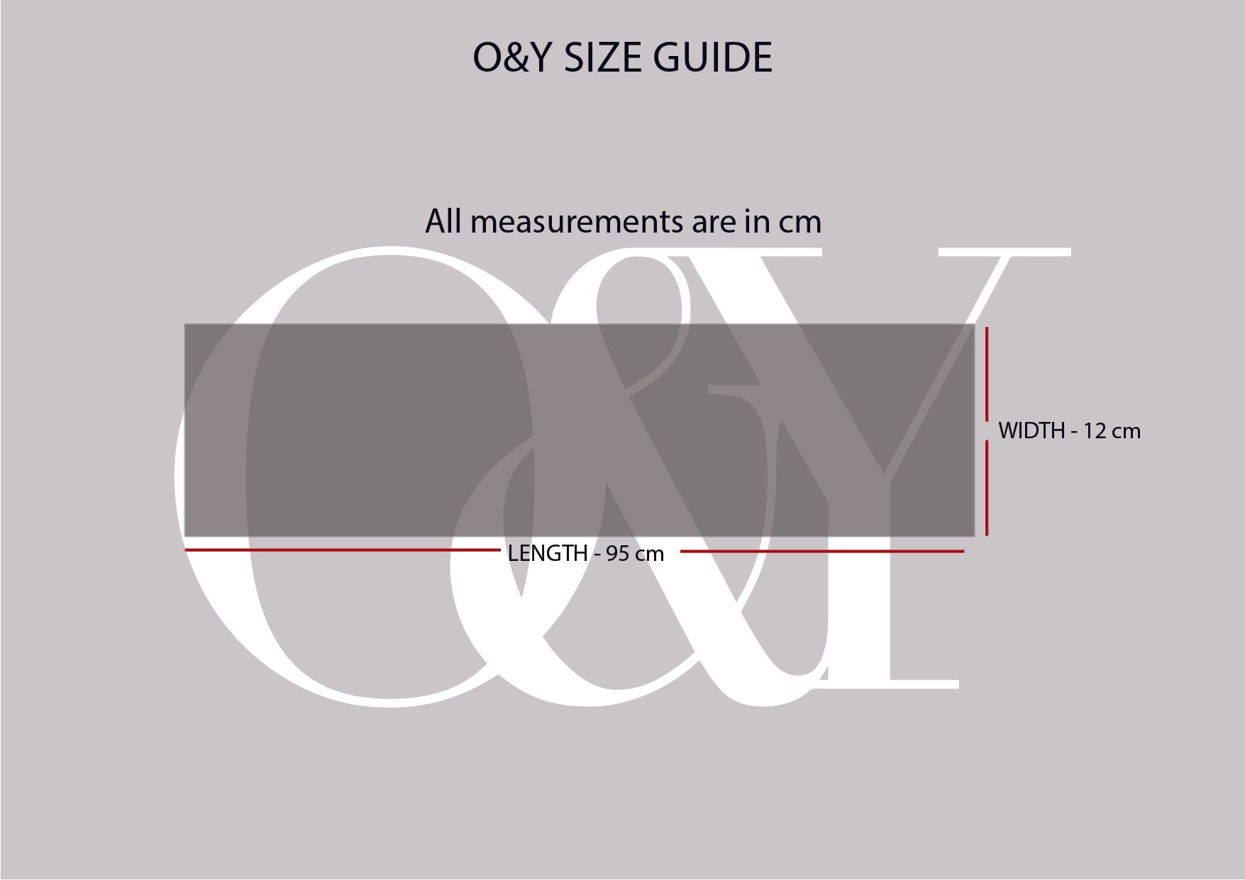 Q&Y size guide with measurements in centimeters on a light gray background