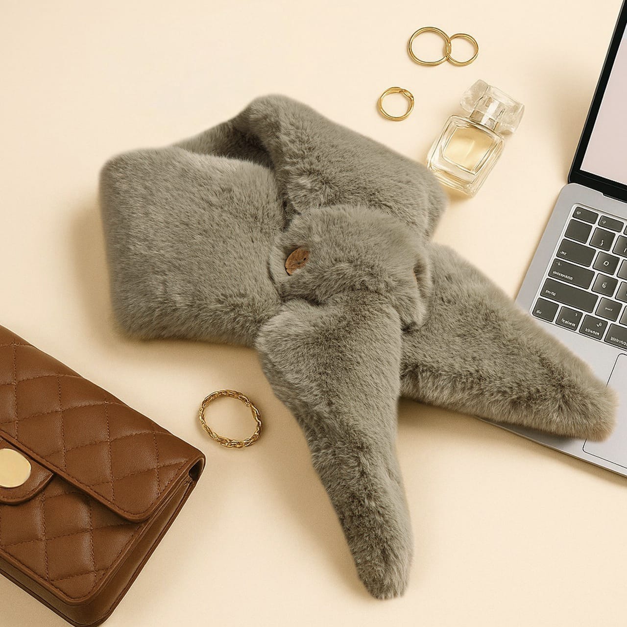 Saree Jute Beige Dengan Mutiara