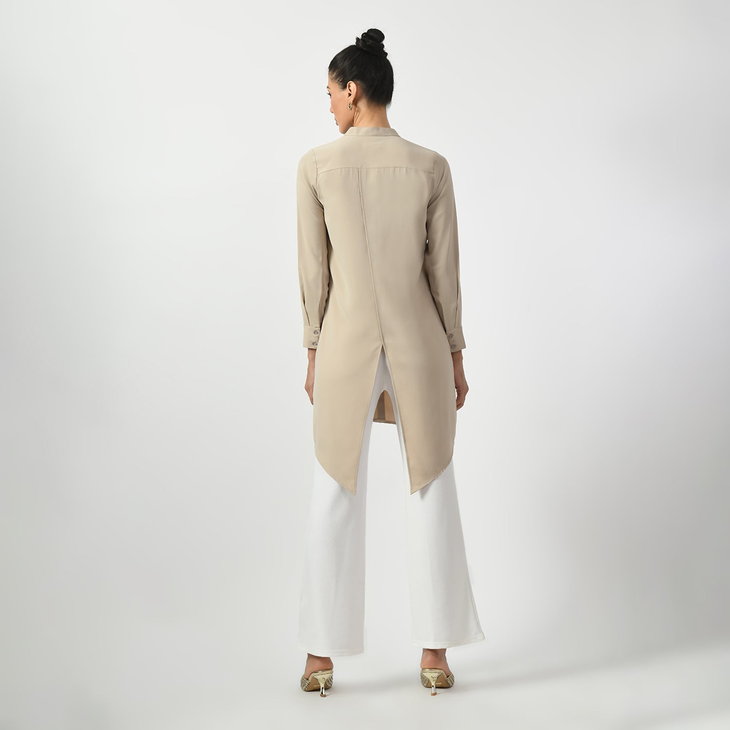 Light Beige Work Wear Tunics for Women-4