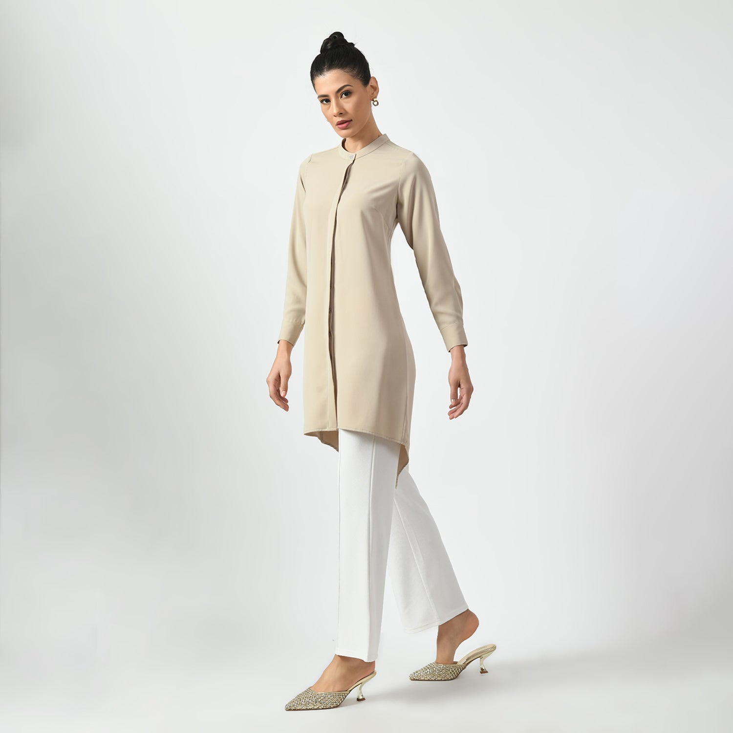 Light Beige Work Wear Tunics for Women-7