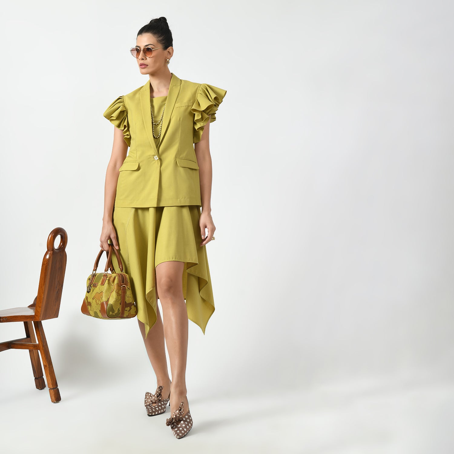 Mustard Jacket with Frill Sleeves-5