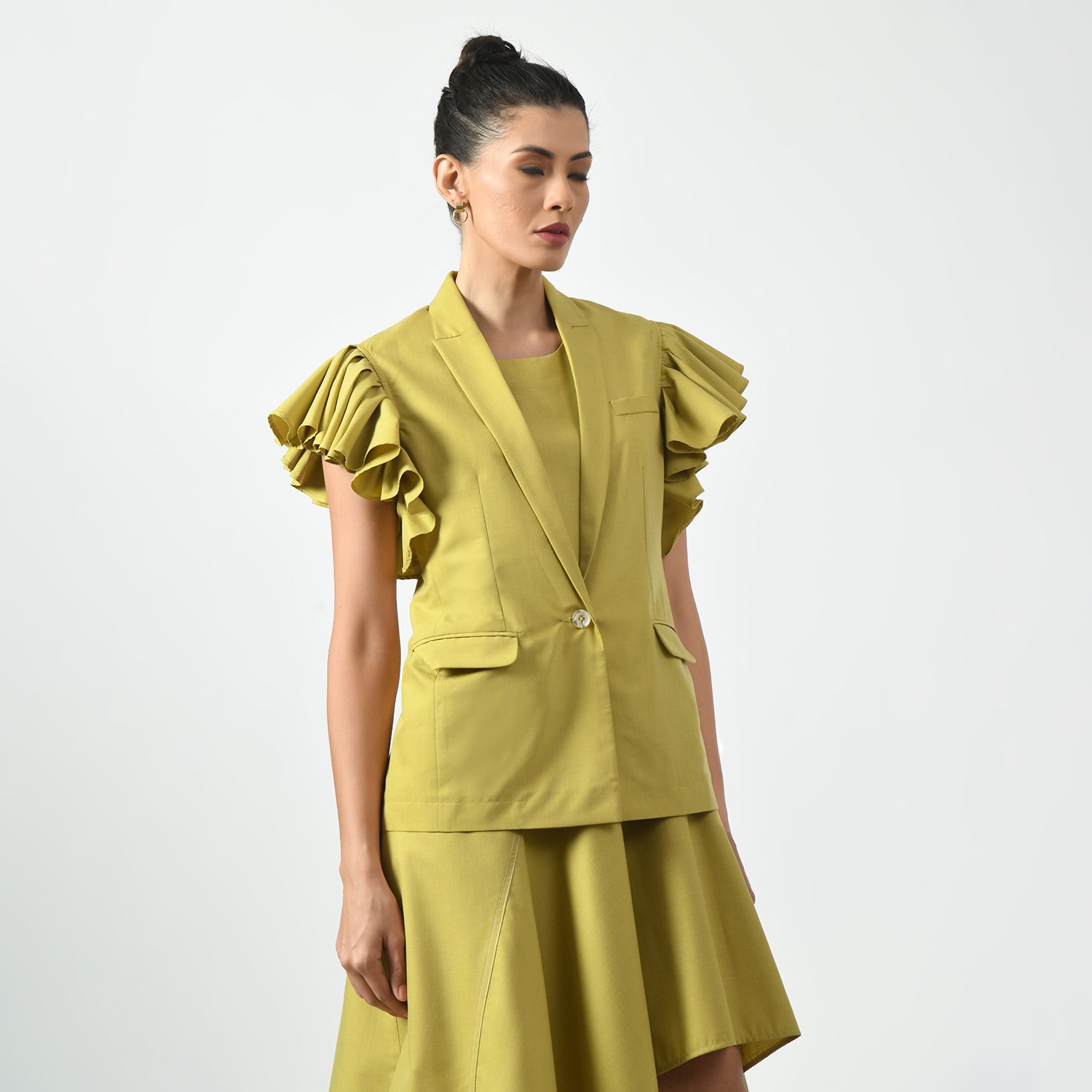 Mustard Jacket with Frill Sleeves-2