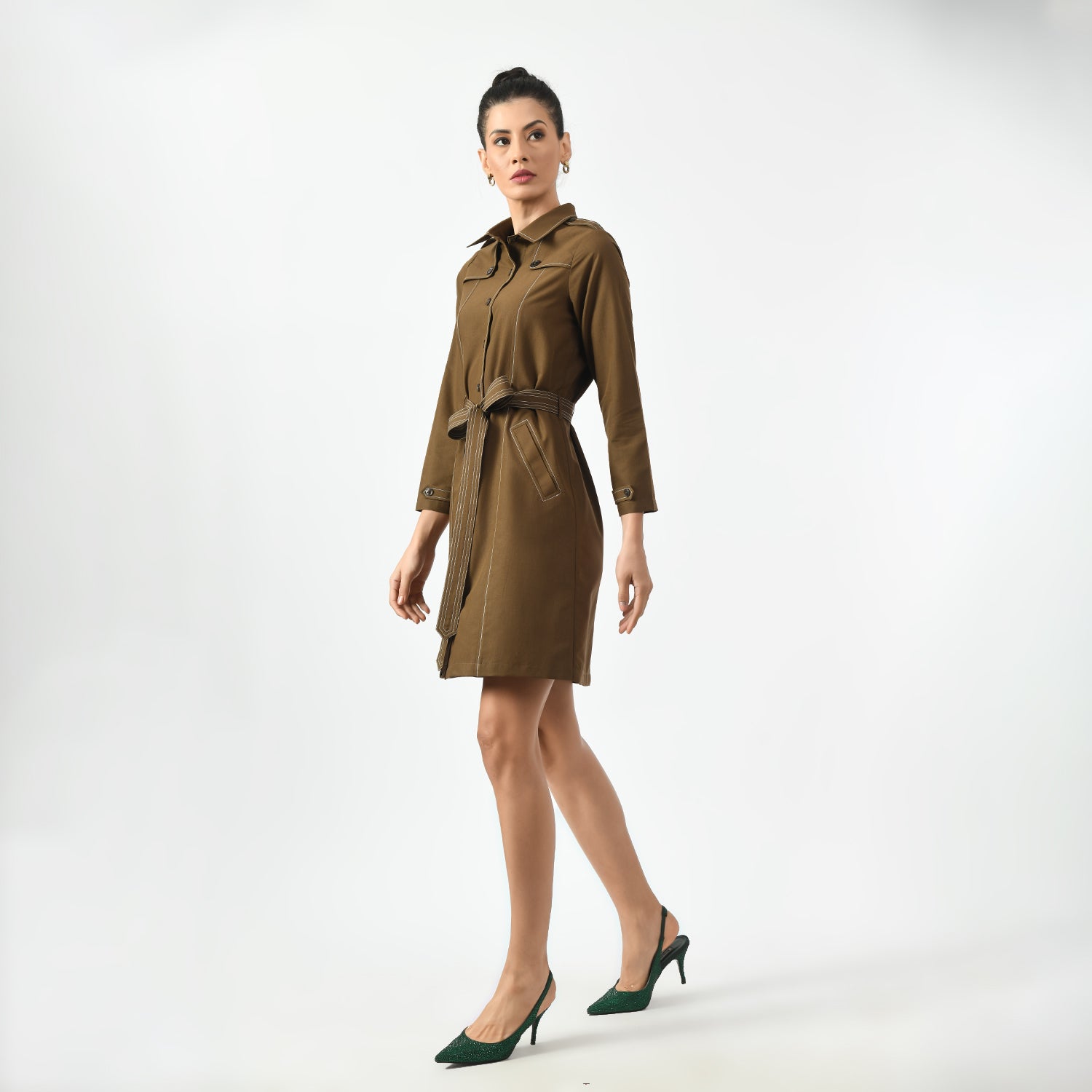 Brown Trench Coat for Women-2