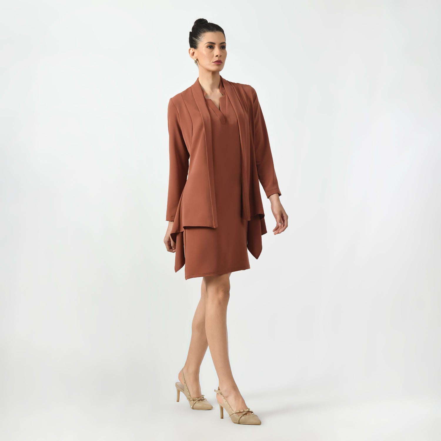 Peach Asymmetrical Jacket for Women-2
