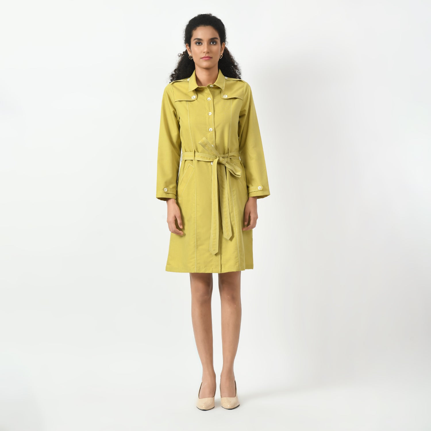 Mustard Trench Coat for Women-6