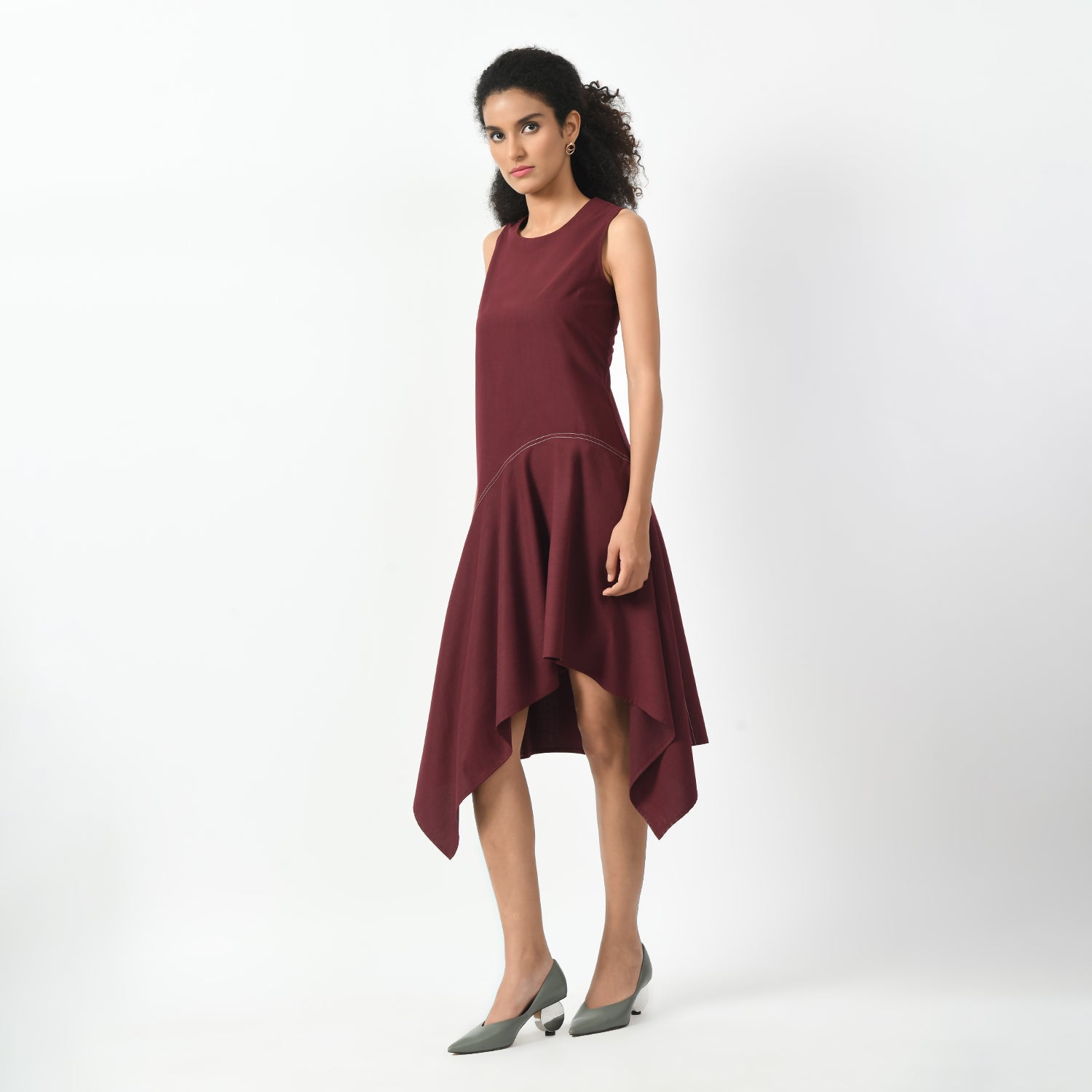 Maroon Asymetrical Dress
