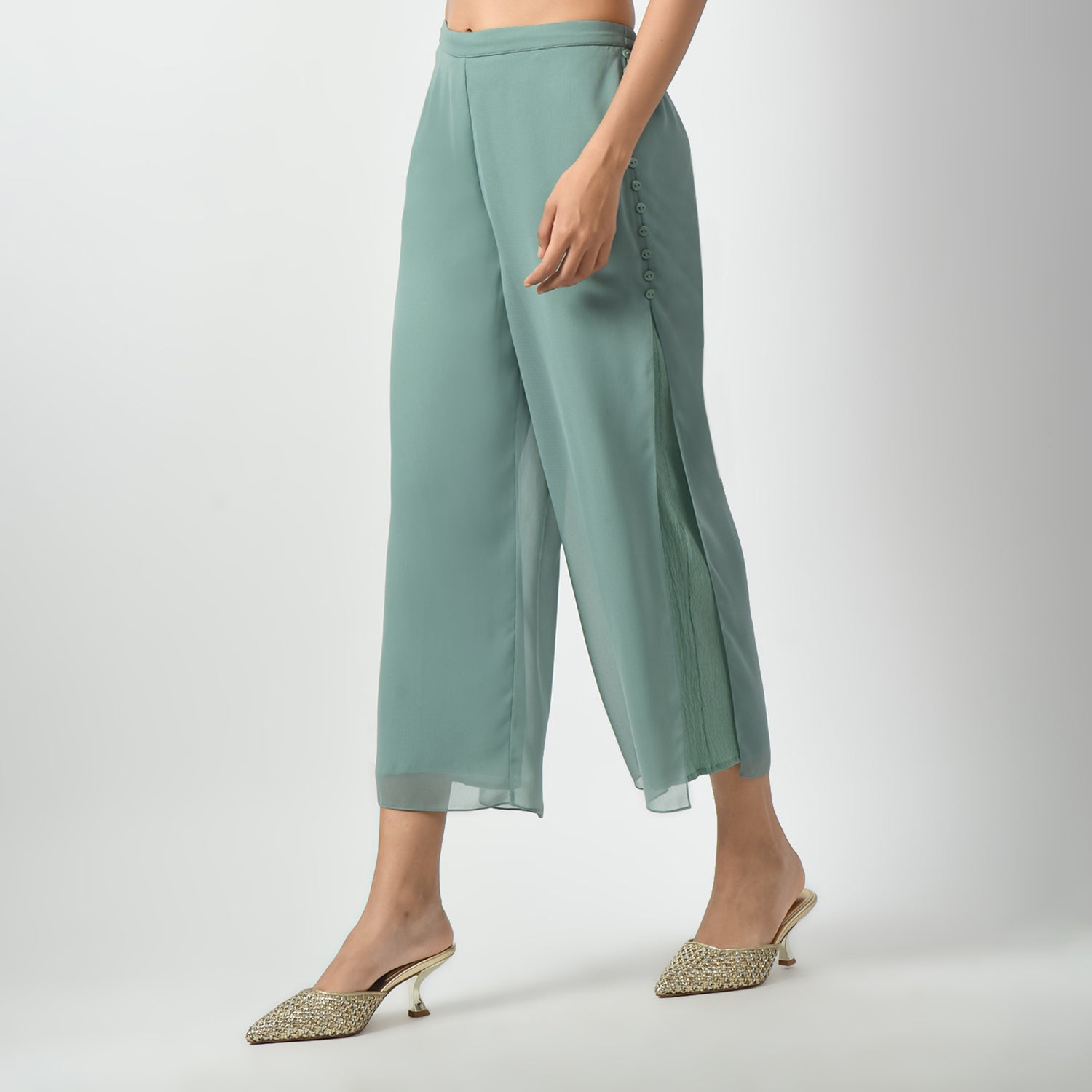 Light Green Crepe Georgette Plazzo-1