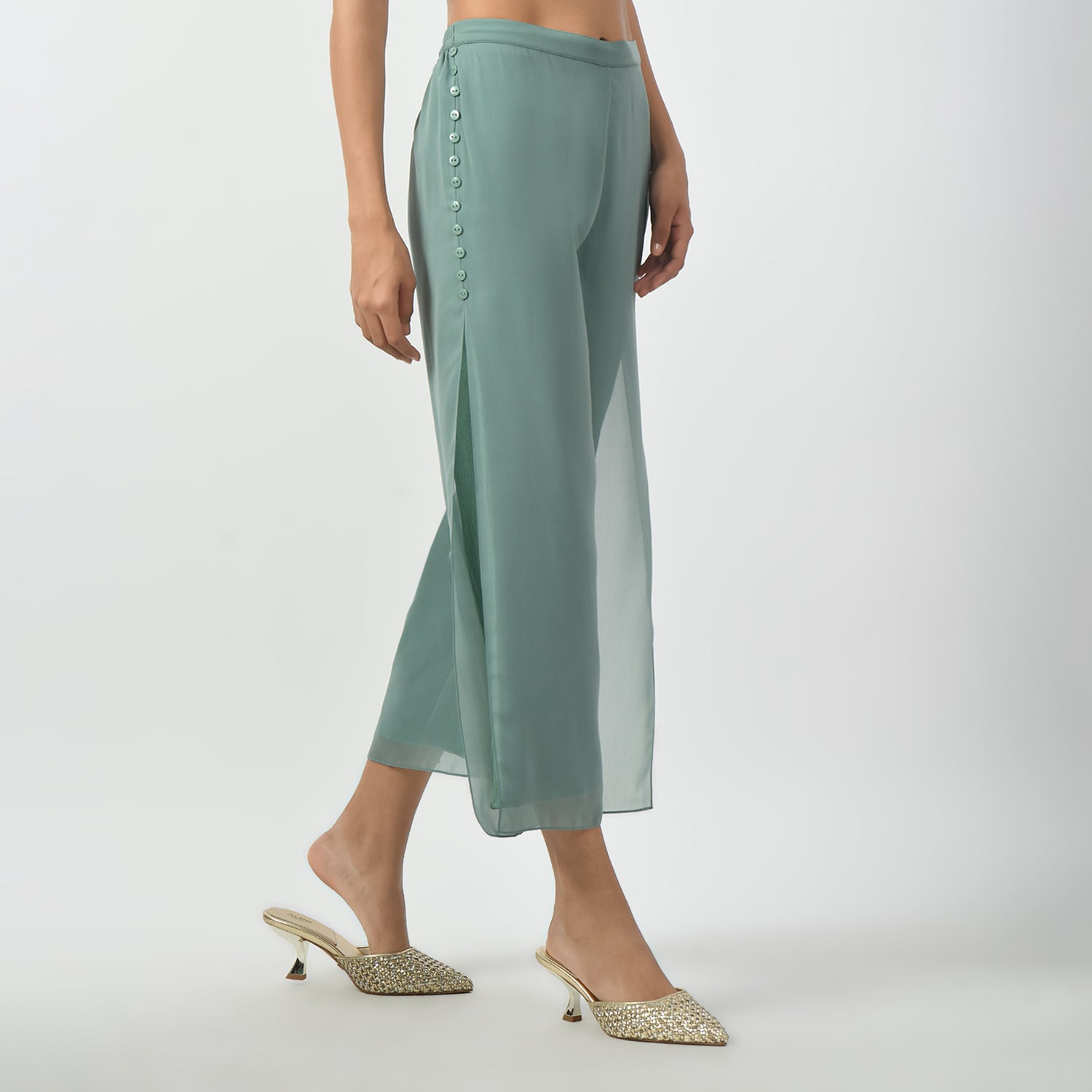 Light Green Crepe Georgette Plazzo-2