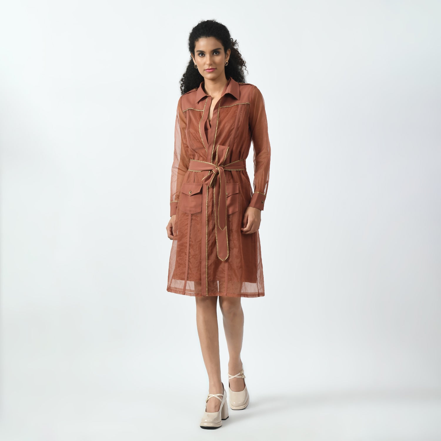 Peach O-5rganza Long Jacket for Women