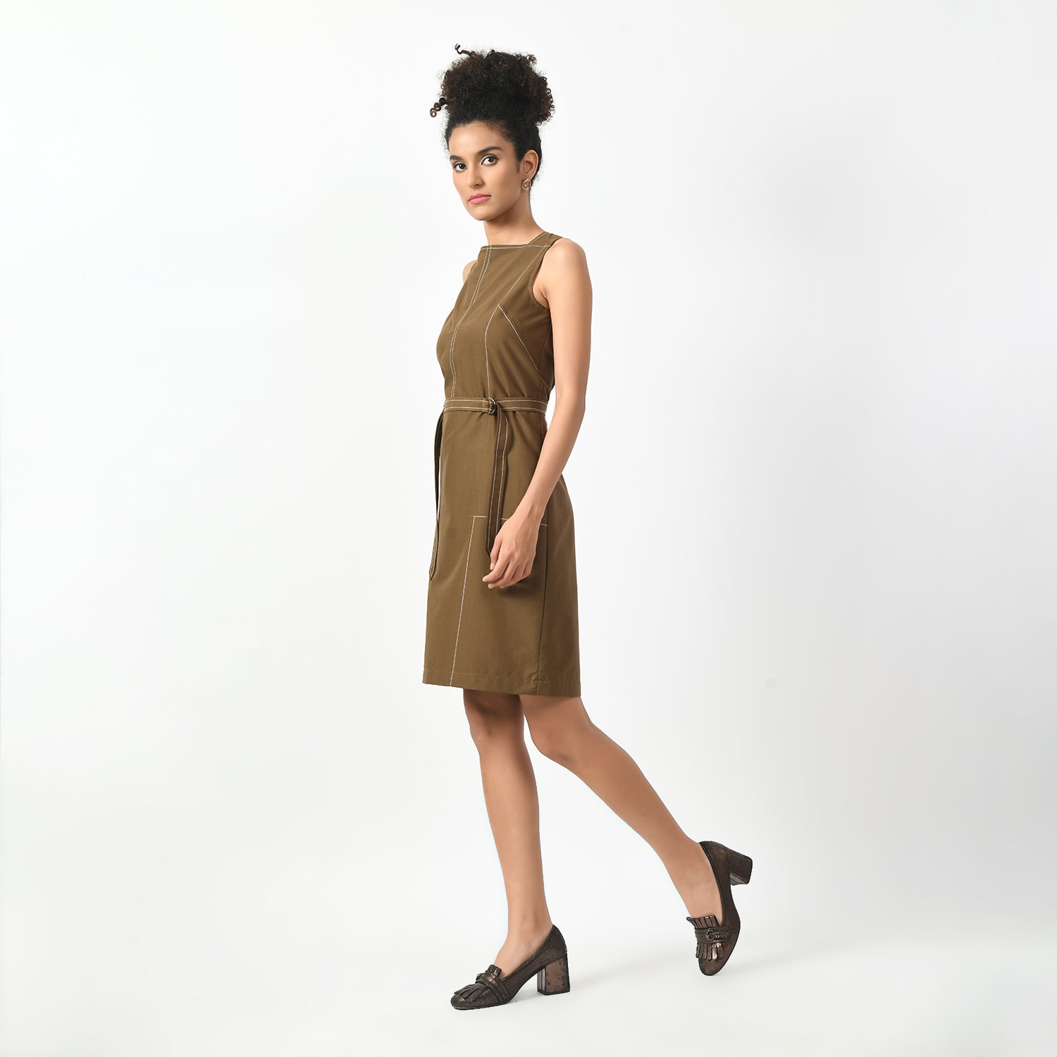 Brown Square Neck Dresses for Women-1