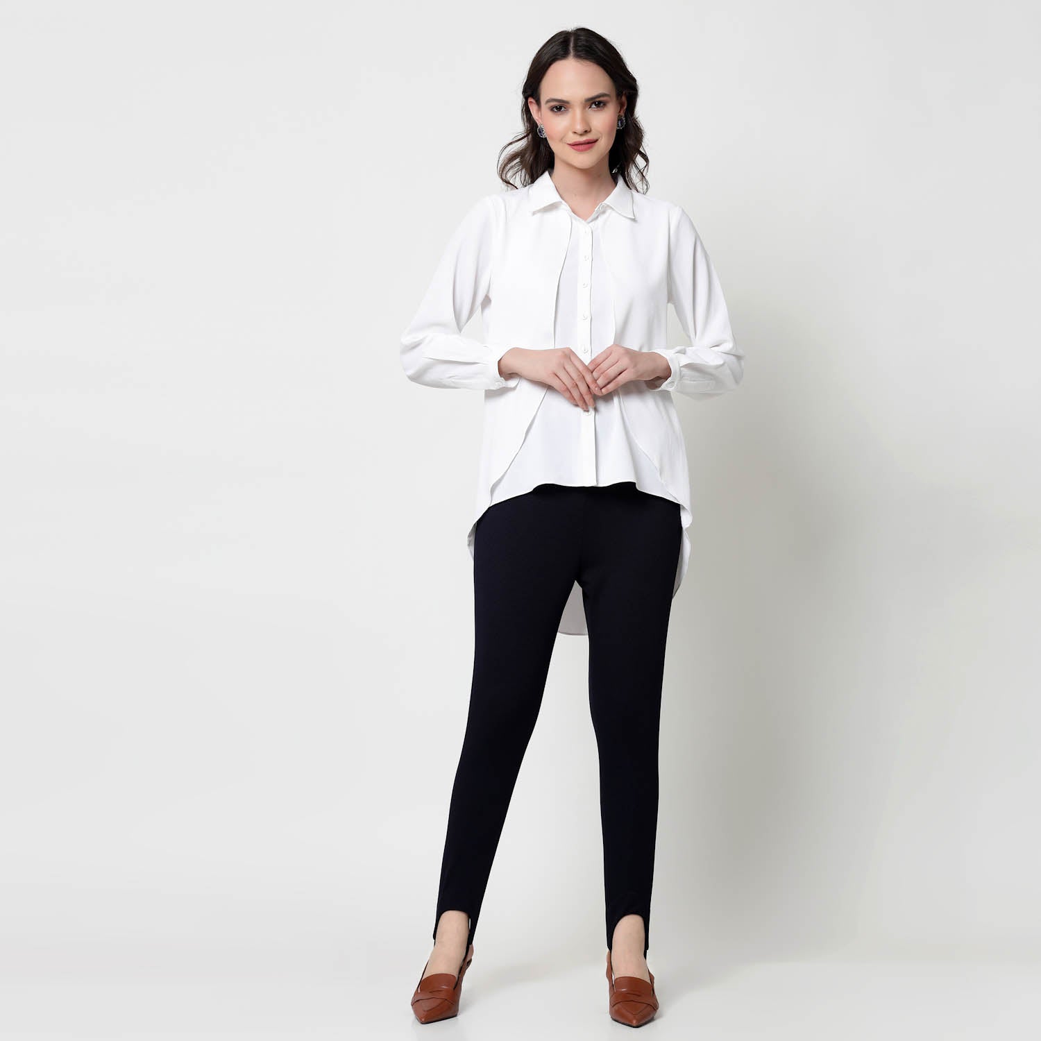 White Overlap Asymmetrical Top,womens formal shirts
cotton shirts for women
Ofiice shirts for women