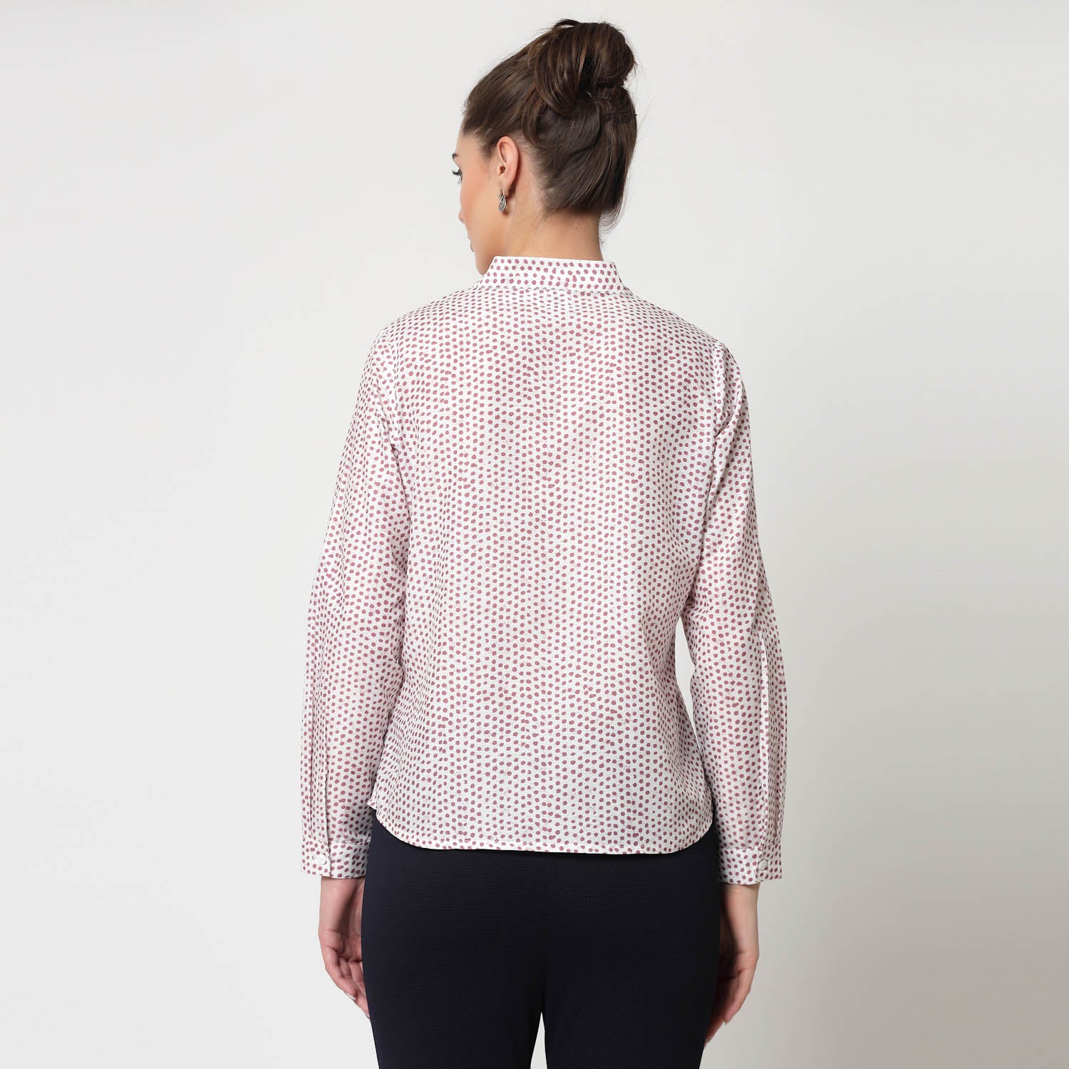 White & Pink Polka Top With Tie Knot, formal tops for women
tops for women stylish
office dress for women
stylish tops for women