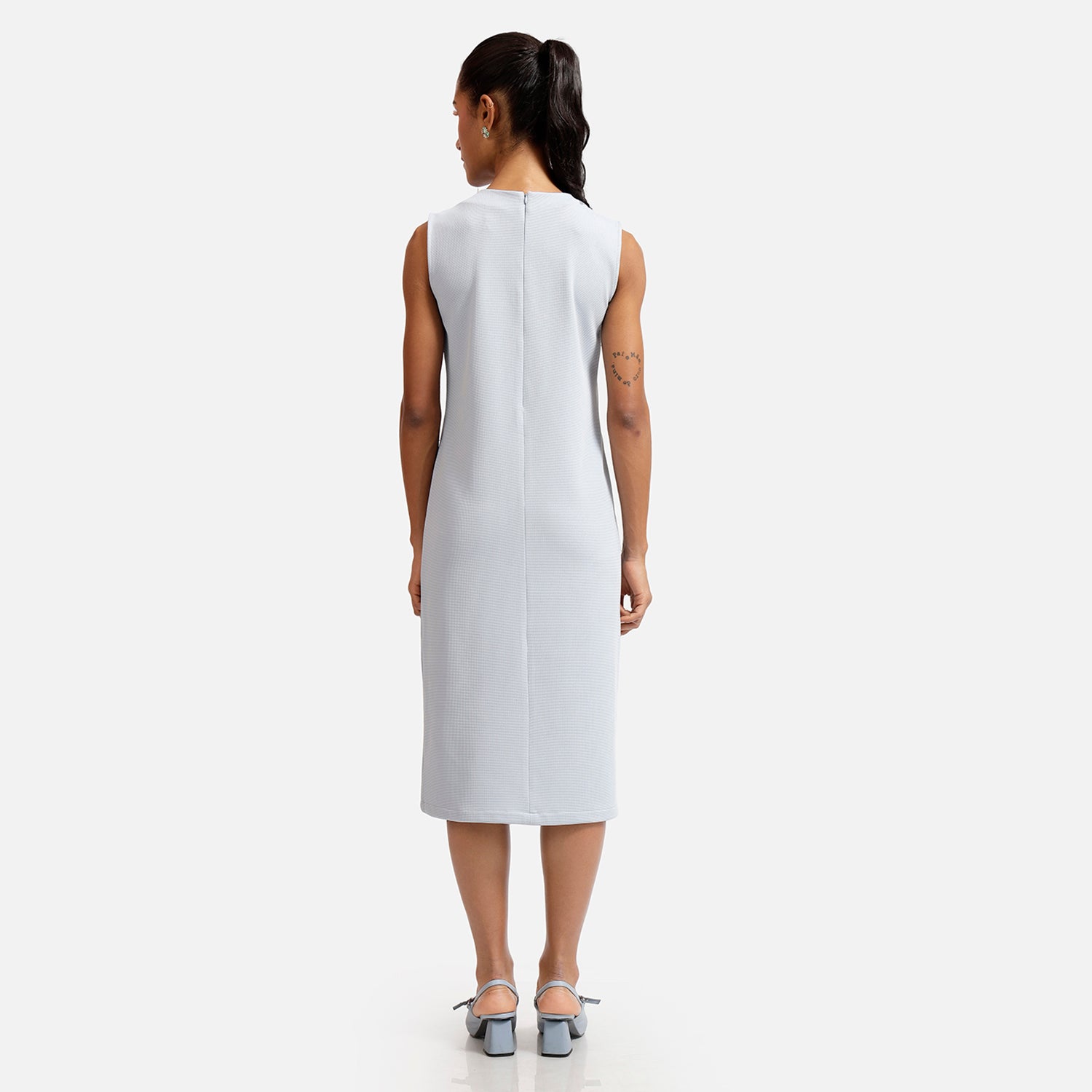 Buy Blue Texture Lycra Long Dresses for Women-4