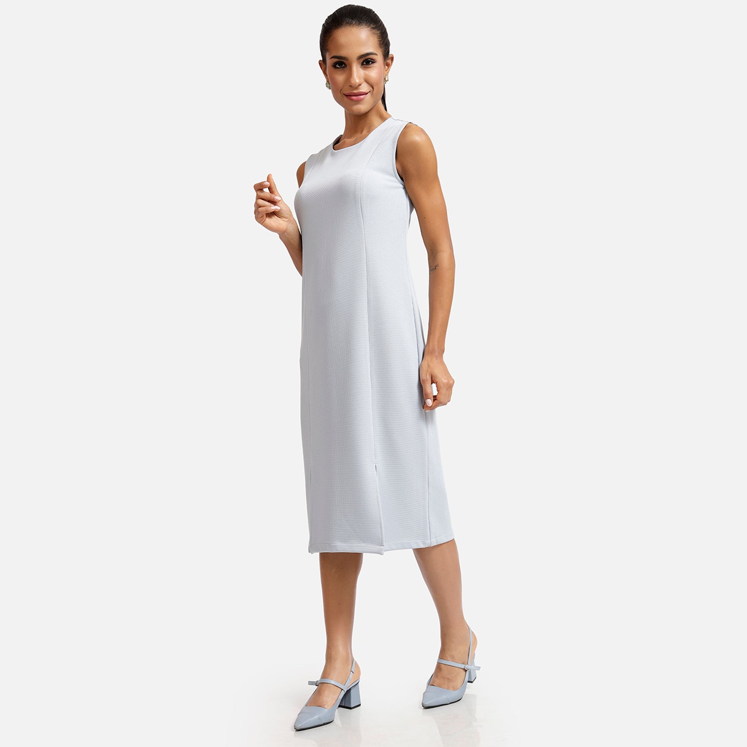 Buy Blue Texture Lycra Long Dresses for Women-1