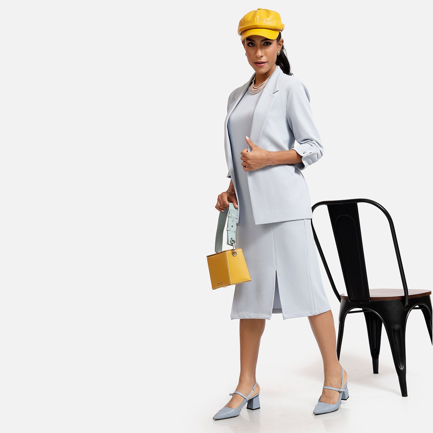 Buy Blue Texture Lycra Long Dresses for Women-5