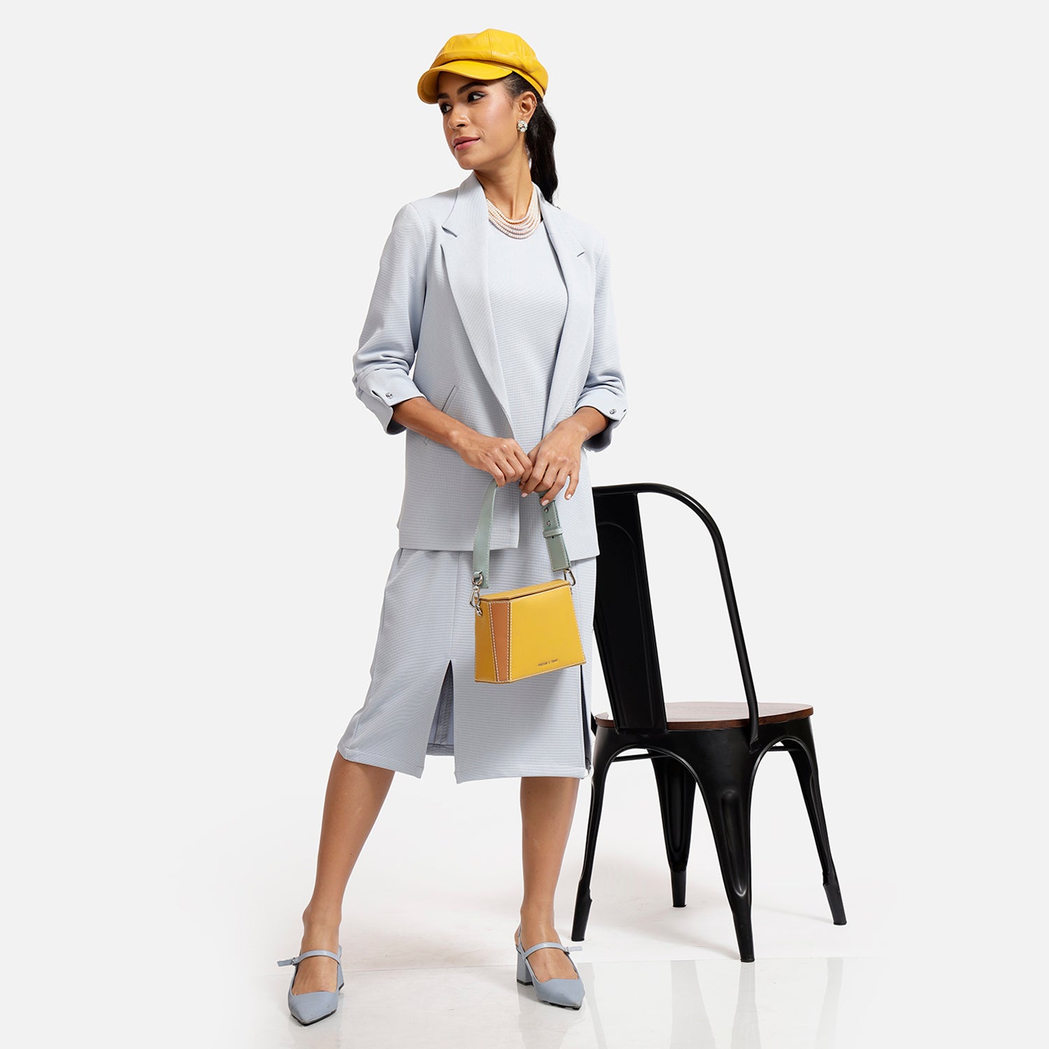 Blue Textured Lycra Jacket with Cufflink-6