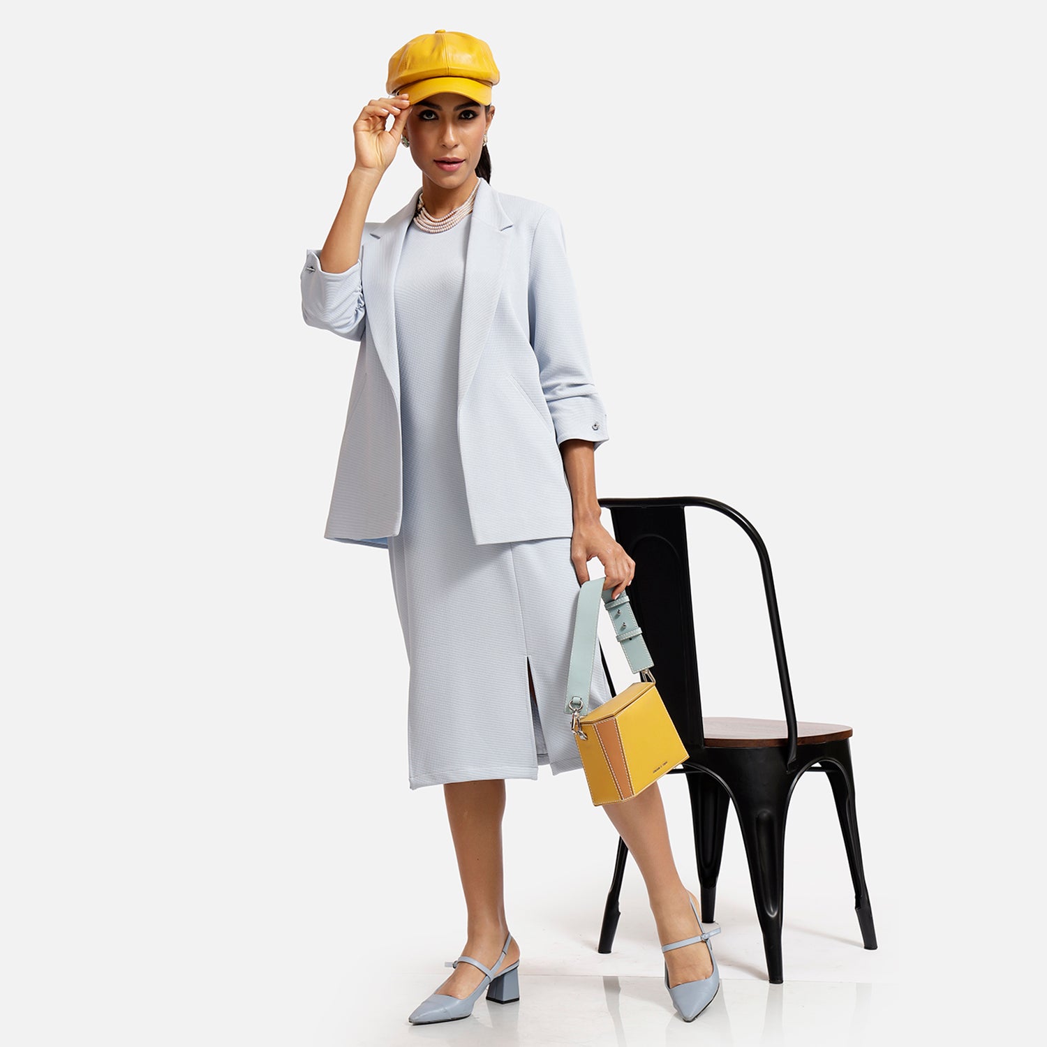 Blue Textured Lycra Jacket with Cufflink-7