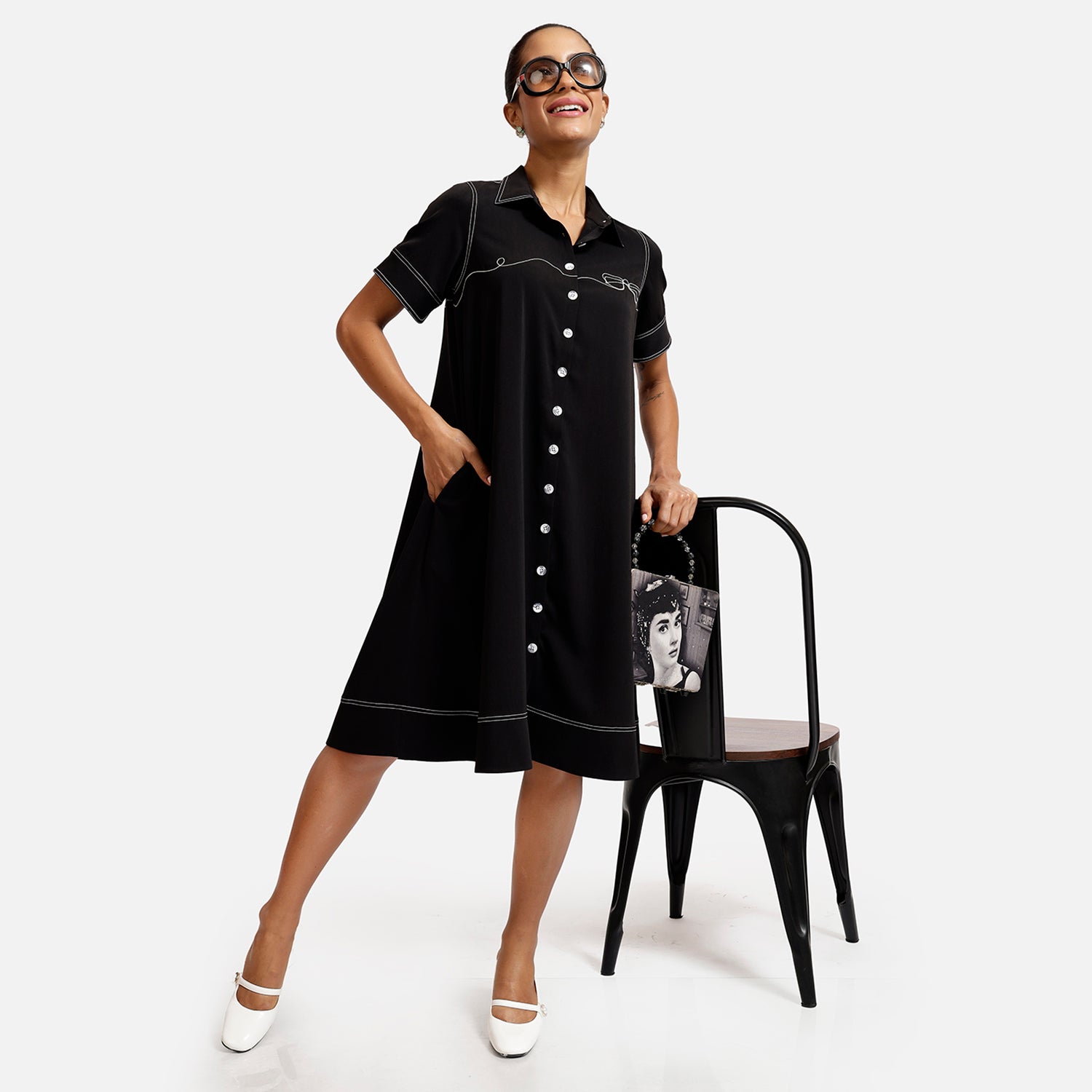 Buy Black Crepe Dresses for Women-7