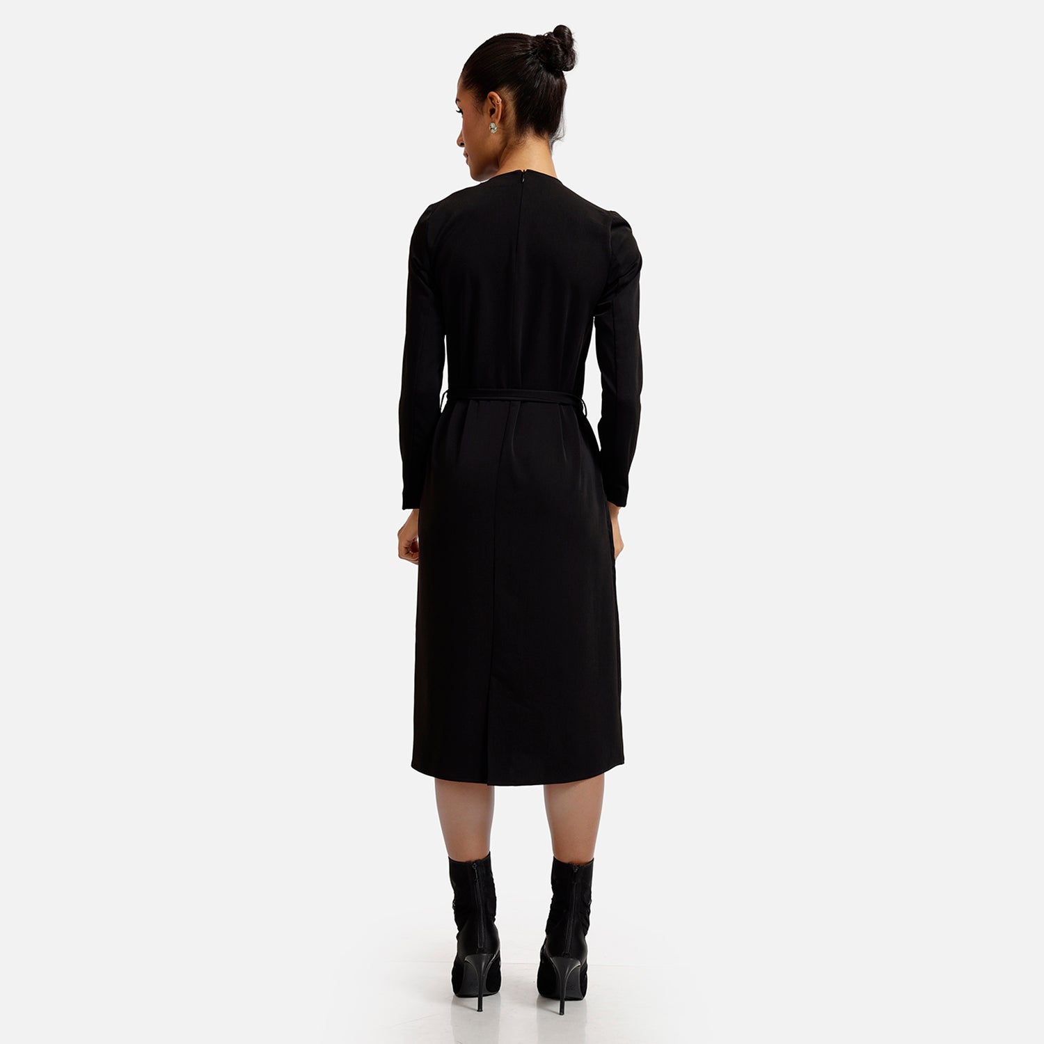 Buy Black Overlap Office Dresses for Women-3