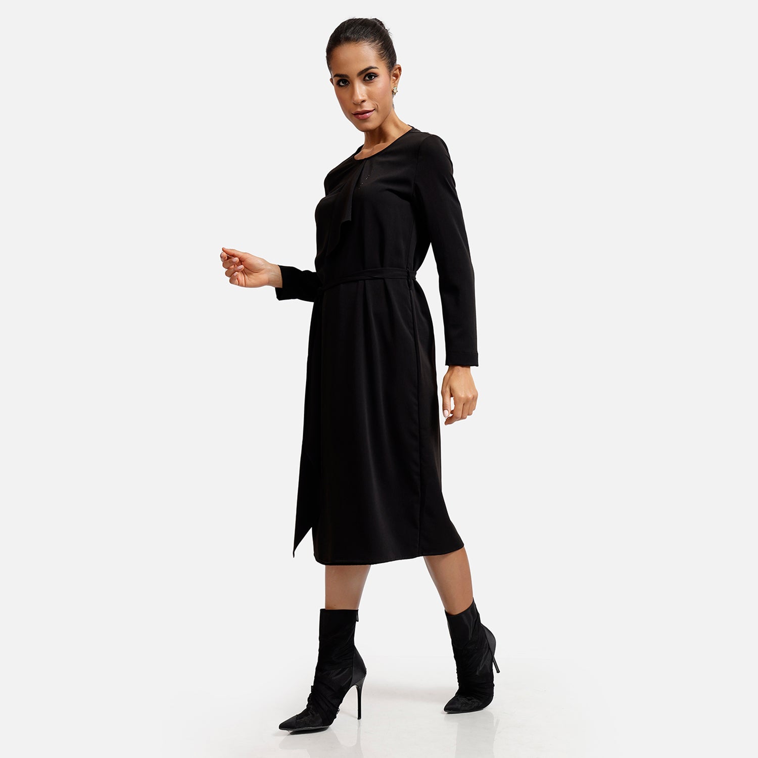 Buy Black Overlap Office Dresses for Women-1