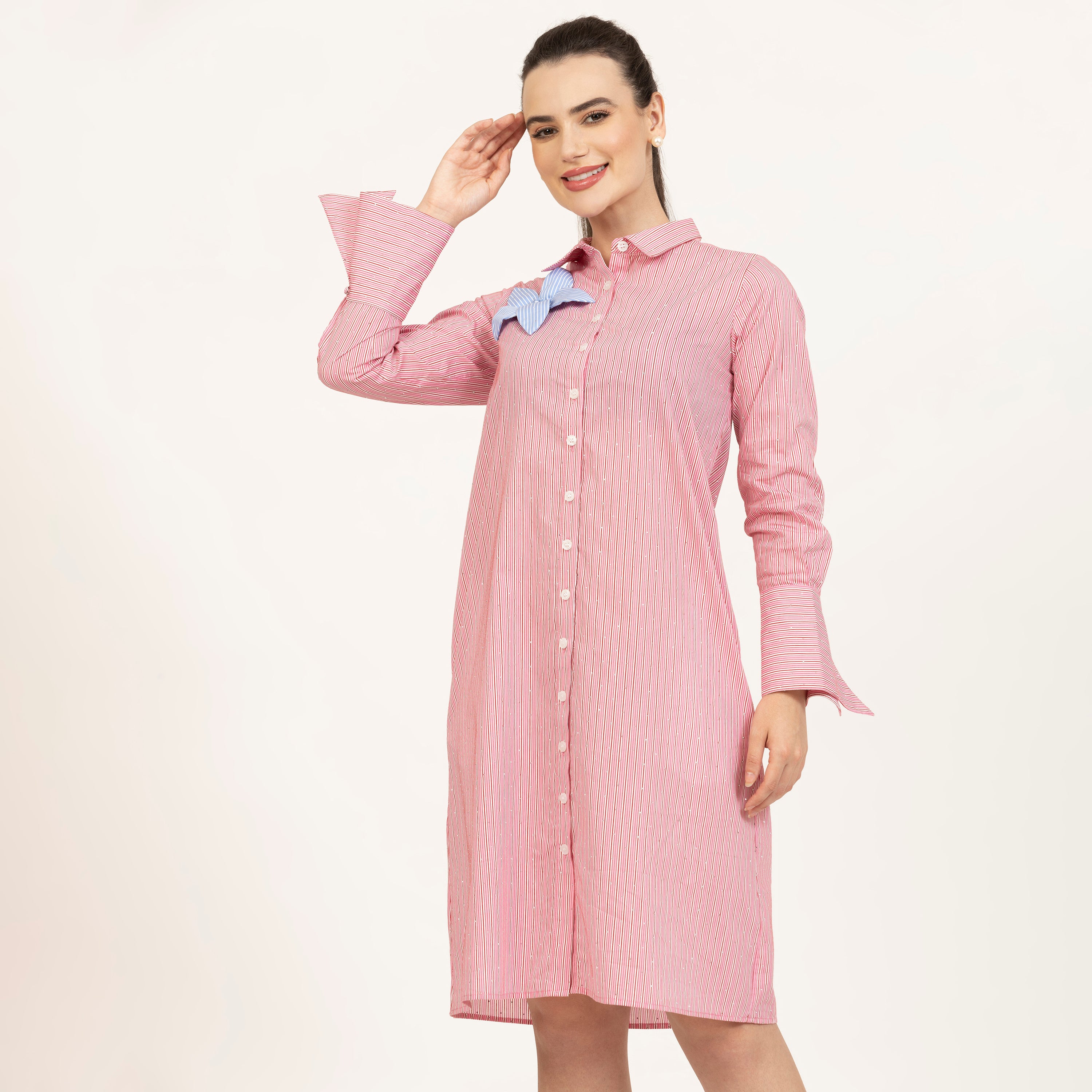 Buy Pink Striped Tunic for Women-1